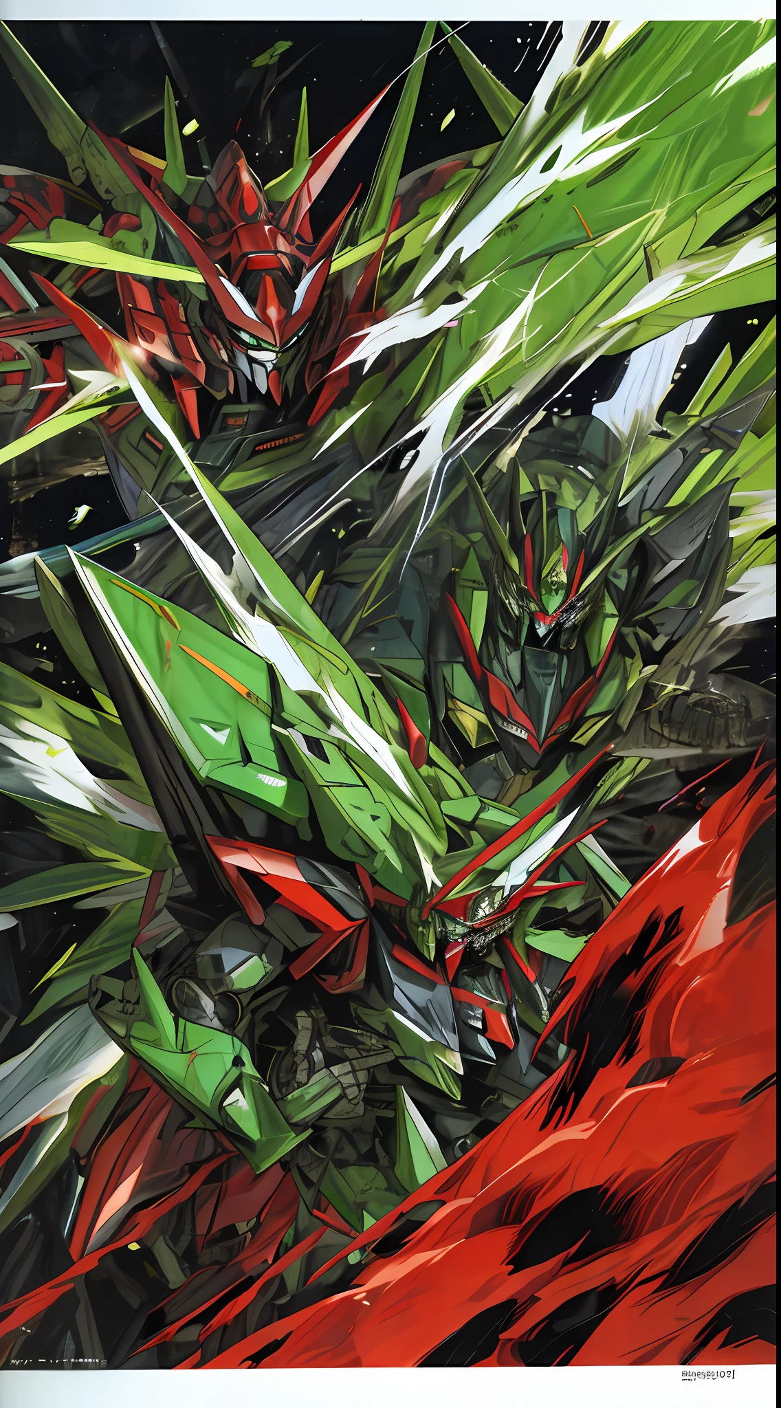 black and green, a gurren laggan mecha war in the cosmo