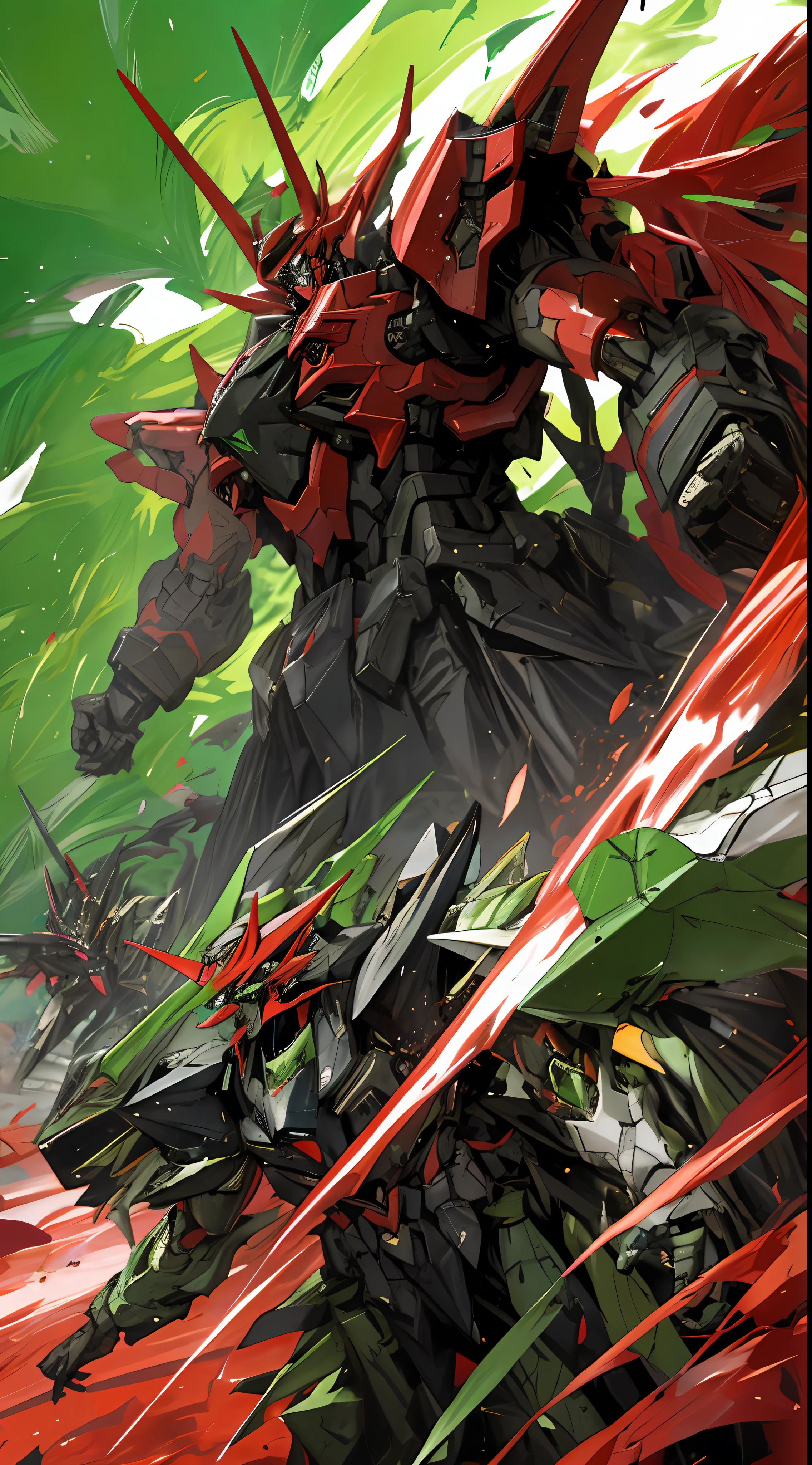 black and green, a gurren laggan mecha war in the cosmo