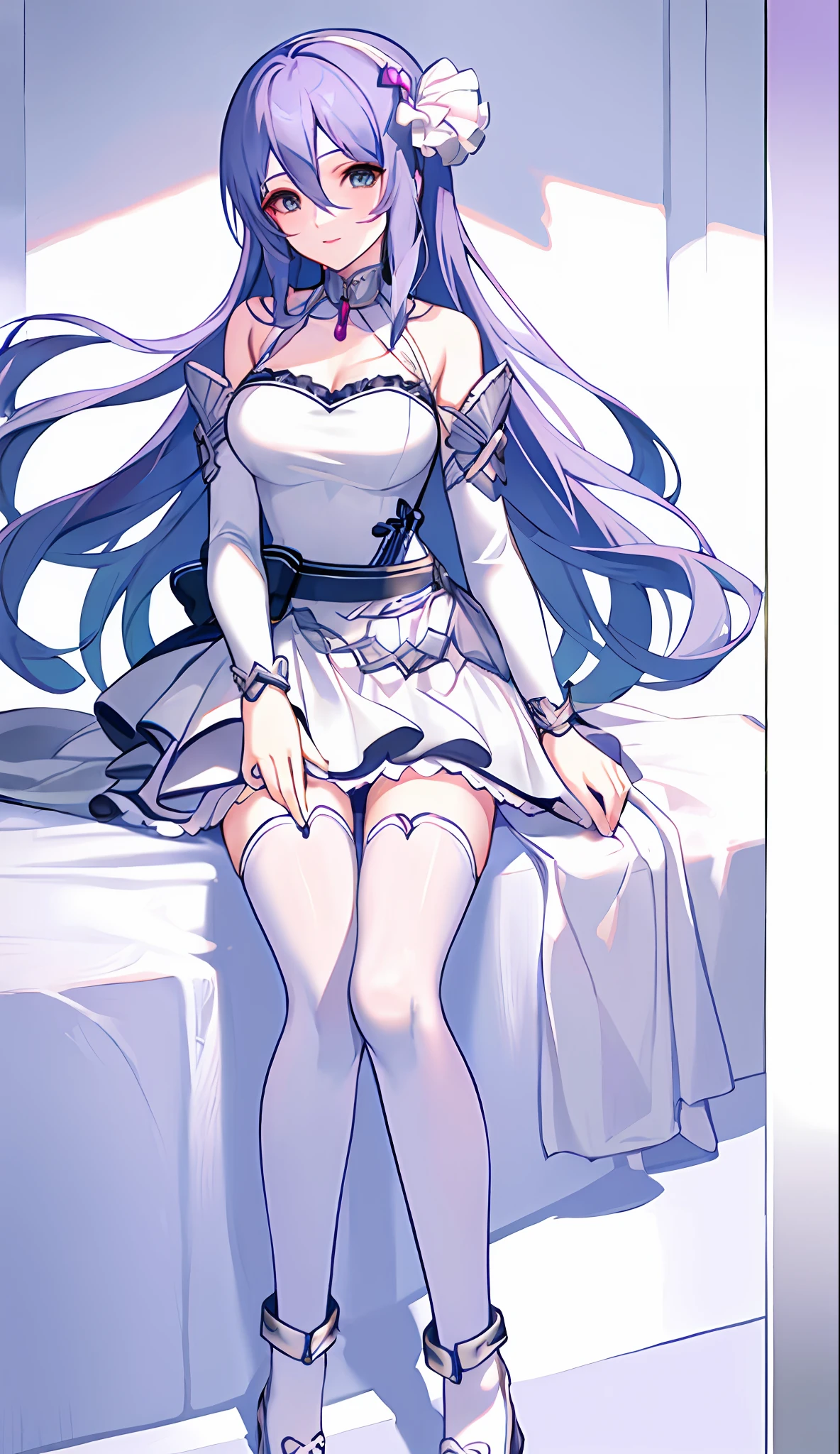 18 year old beautiful girl, masterpiece, top quality, 8K animation, detailed fingers, precise fingers, not unnatural hands, illustration, 1 girl, solo, white mini skirt, white knee socks, SIZURU