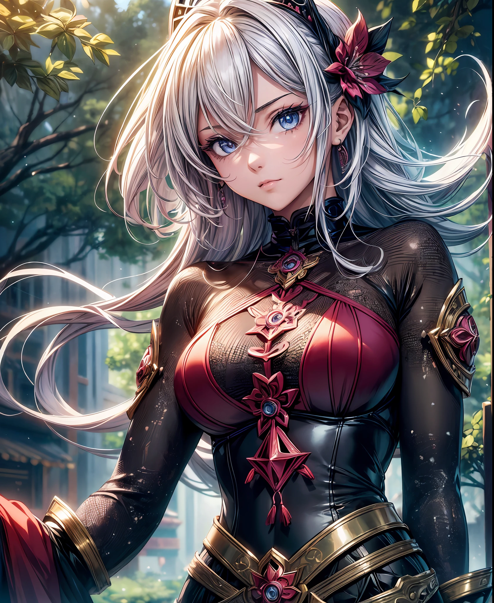 ((Best quality)), ((masterpiece)), ((highly intricate details)),beautiful, high quality, highres, absurdres, light difussion, intricate details, complex details, ((anime)), (anime:1.2) , (perfect face:1.3), extreme detailed eyes, colorful, highest detailed, vibrant colors, high contrast, (8K UHD:1.2), (photorealistic:1.2),(masterpiece:1.4), (best quality:1.4),extremely detailed wallpaper, highly detailed illustrations, ((1 Girl)), (best lighting) , (super-complex details) , 4K unified, (super-detailed CG: 1.2) , (8K: 1.2),(original), (masterpiece) , (best quality) , (reality: 1.3) , photorealistic, Octane rendering, (surreal: 1.2) ,Sakura /(NIKKE/), fishnet bodysuit, NinjaSuit, ninja pose, sakura tree, blure, detailed light, calm face, ninjutsu, proud pose