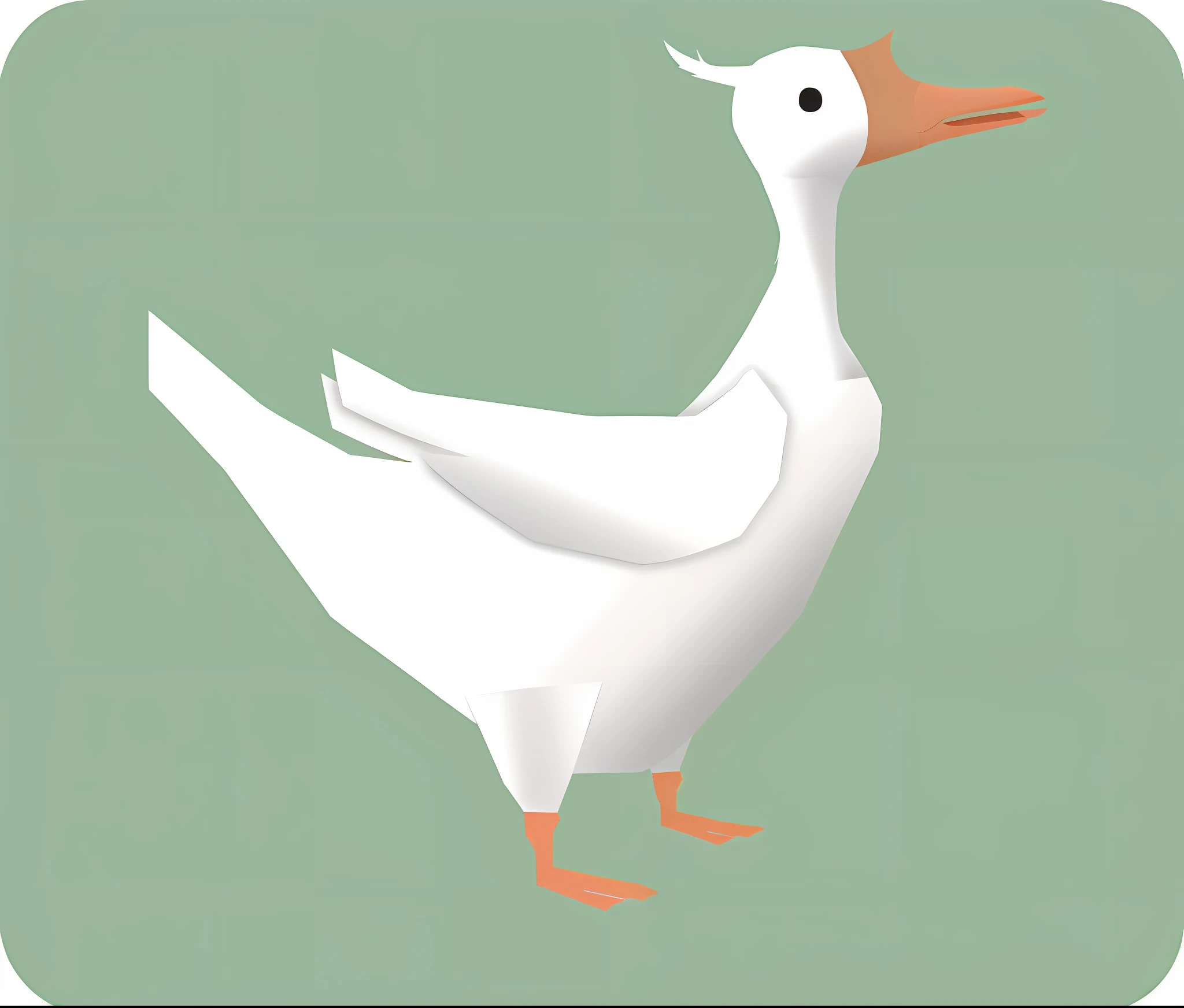 There is a white goose with brown beak, standing on green background, illustration of a goose, wireless, cute goose, theme = goose, --auto --s2
