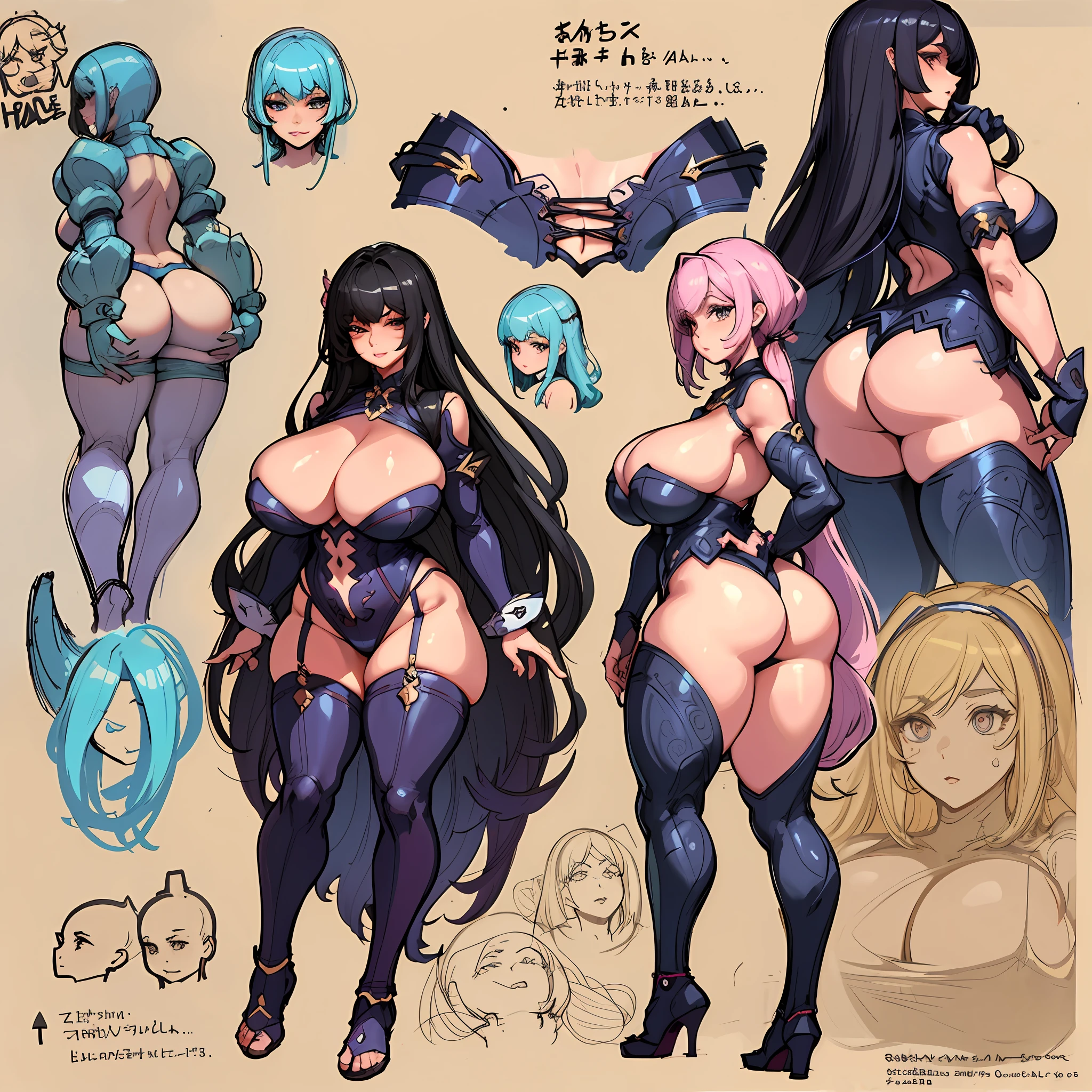 reference sheet, concept character, character design, sketch,doodletits,, sexy lips,
(gigantic and massive butt:1.1), breasts, official illustration, illustration, detailed face, beautiful intricate eyes, curvy milf, 1:2), closeup, titsnipples, harem outfit, ass, butt