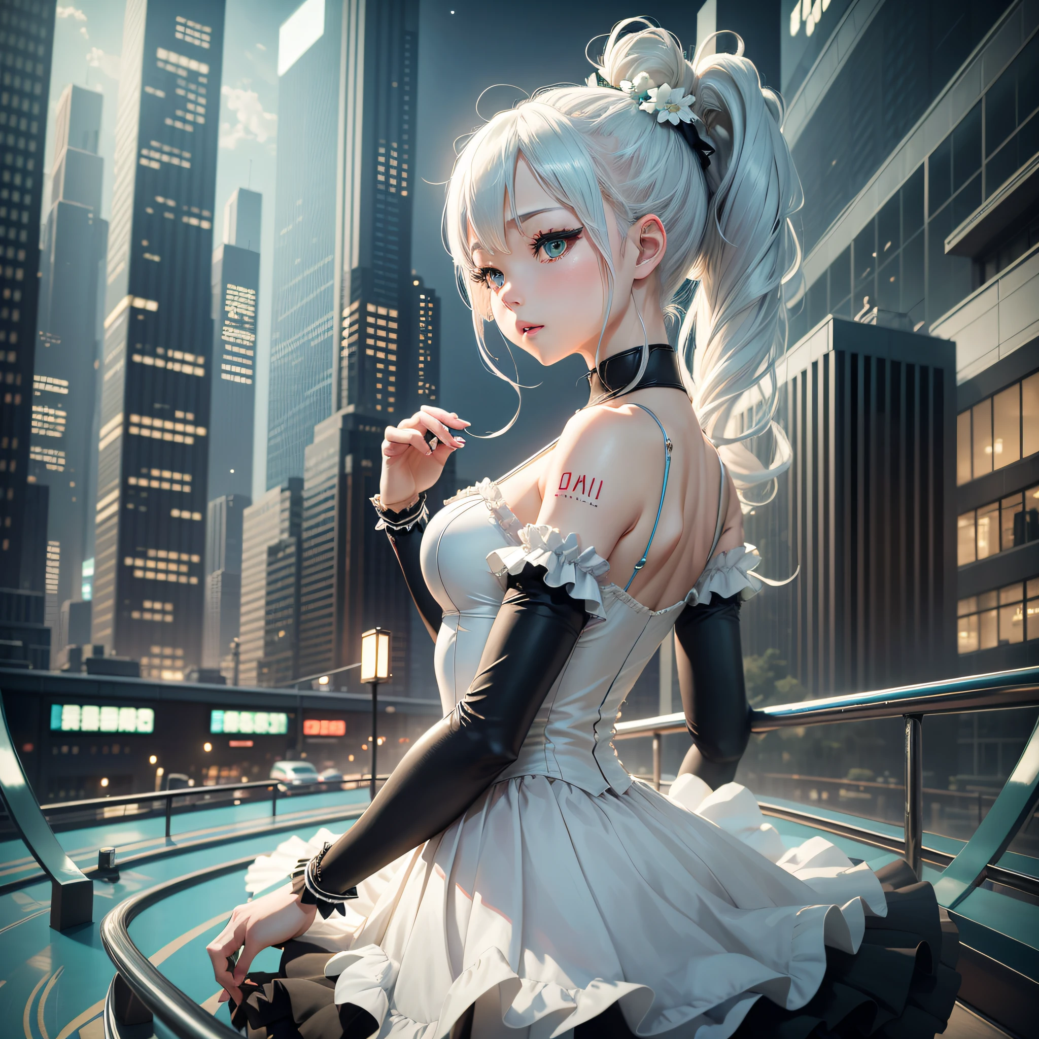 Yoneyama, Ballet Dancer,White Hair, Long Skirt, Panorama Stand, Stage, 8K, Ultra HD Resolution, Hatsune Miku, Double Ponytail, Delicate Drawing, Yoneyama Style, Hatsune Miku, Ultra High Resolution, (Masterpiece), (Best Quality), (Night Car Style), Super Refined --auto --s2