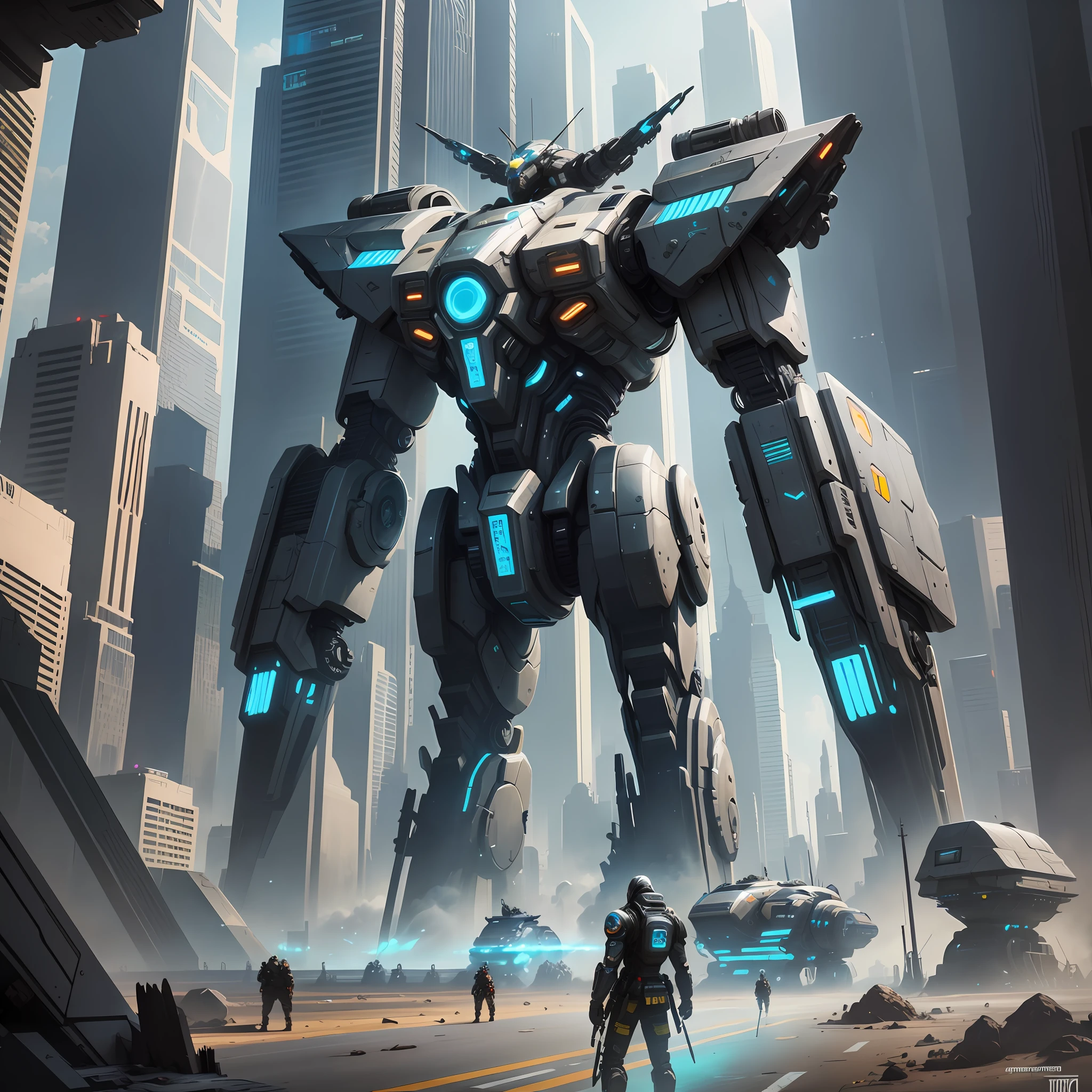 Giant Fighter Vehicles of the Future Cyberpunk Futuristic World Sci-Fi Top Quality Futuristic Weapons Robots