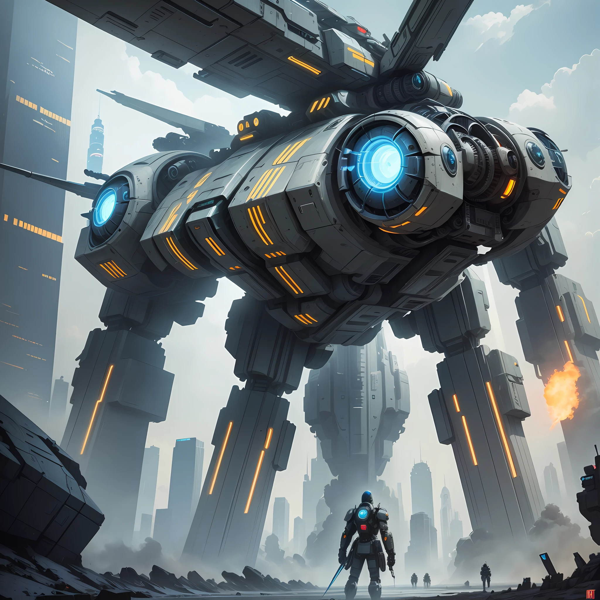 Giant Fighter Vehicles of the Future Cyberpunk Futuristic World Sci-Fi Top Quality Futuristic Weapons Robots