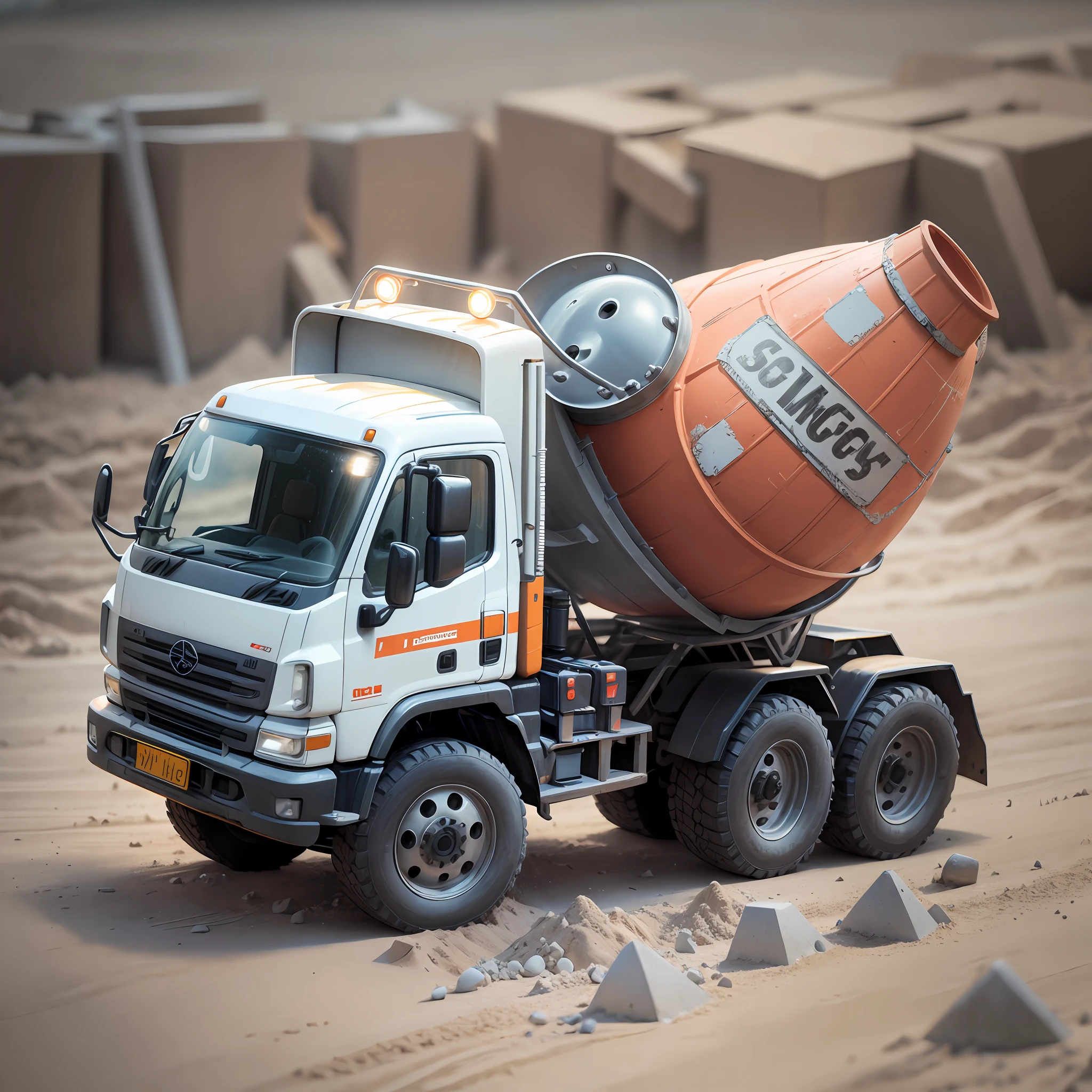 cement truck, cement mix toy truck with lights, sound and rotating bucket --auto --s2