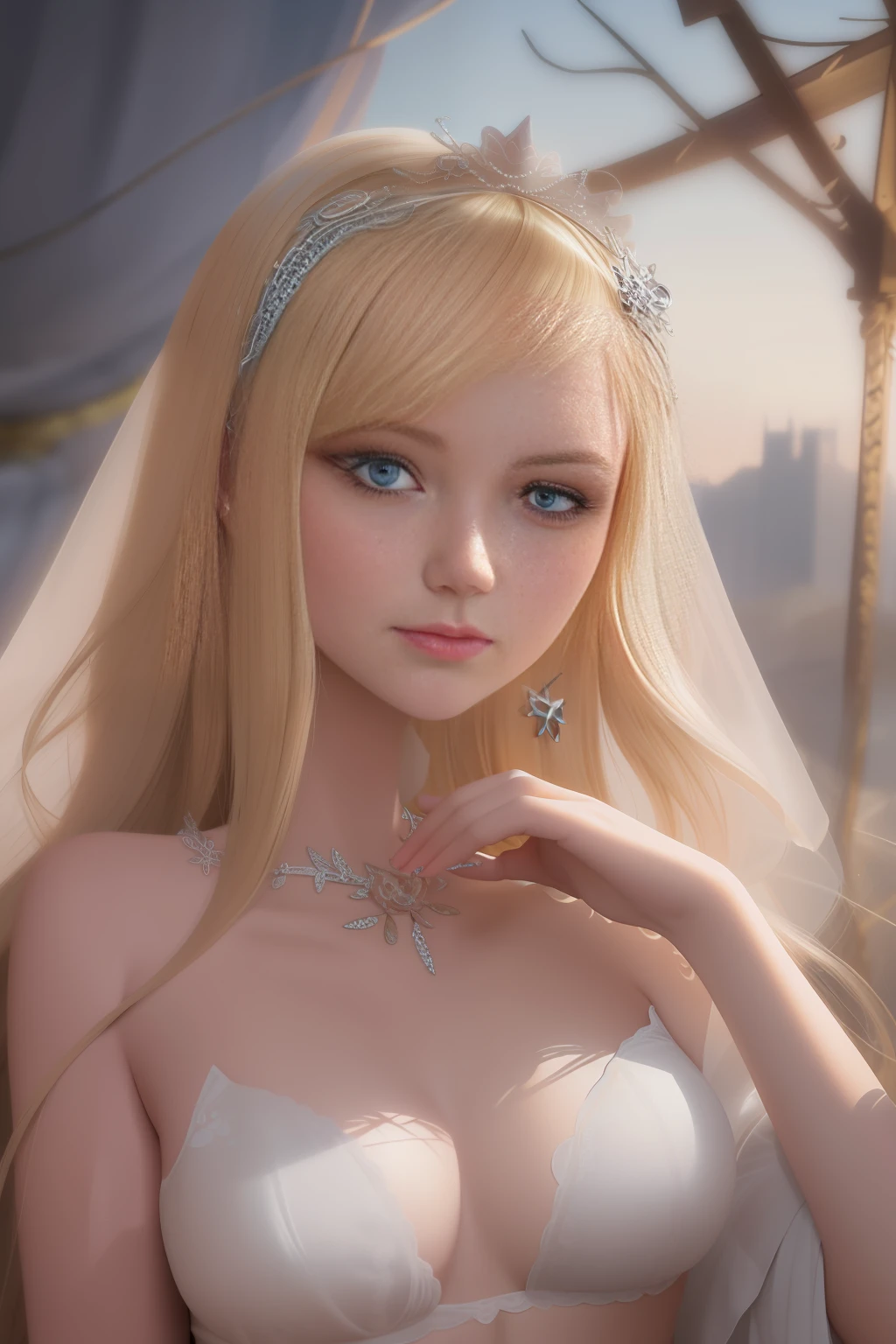 Blonde blue-eyed Caucasian sleeping beauty