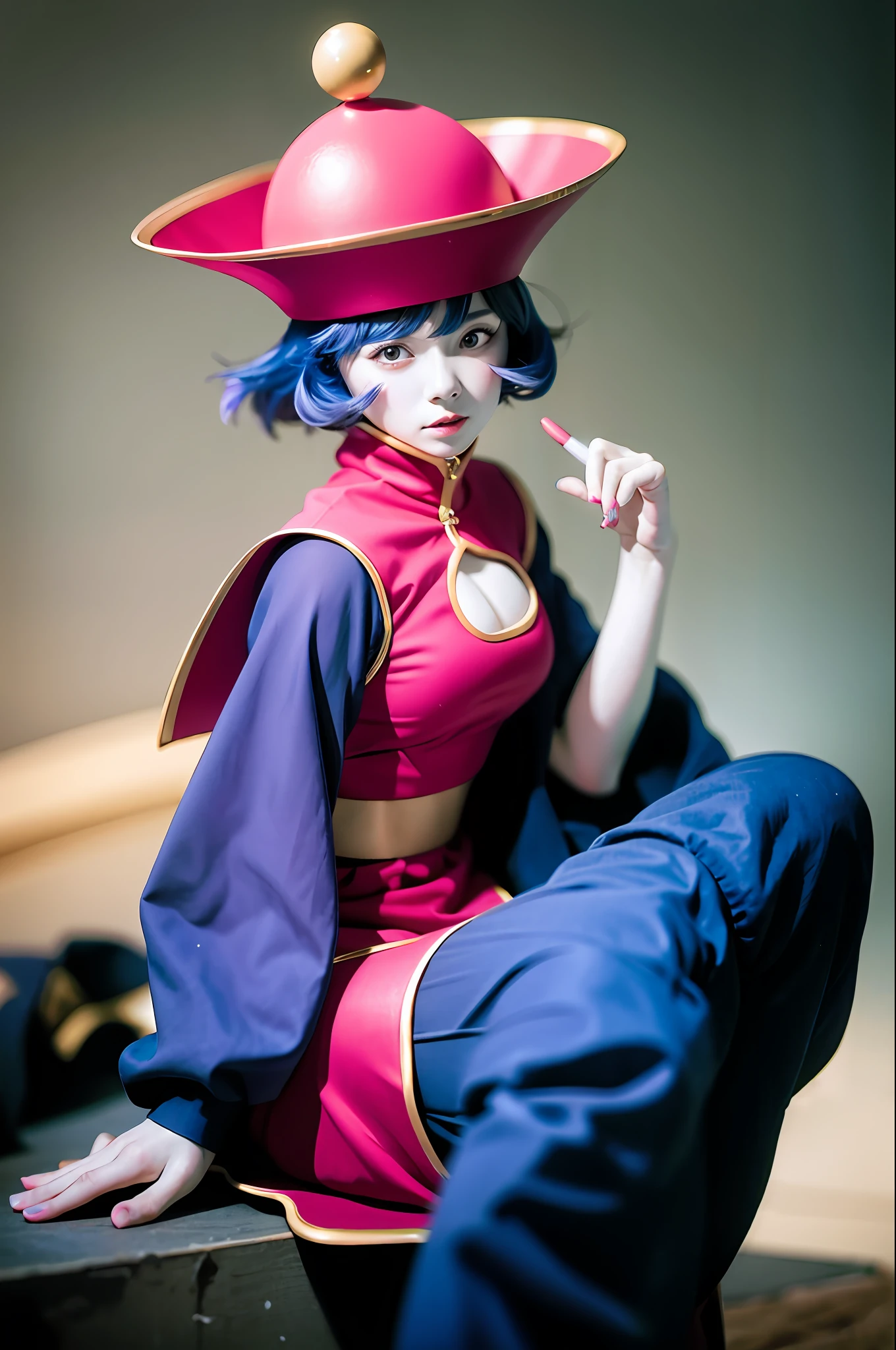 masterpiece, best quality, 1girl, solo, hat, sitting,