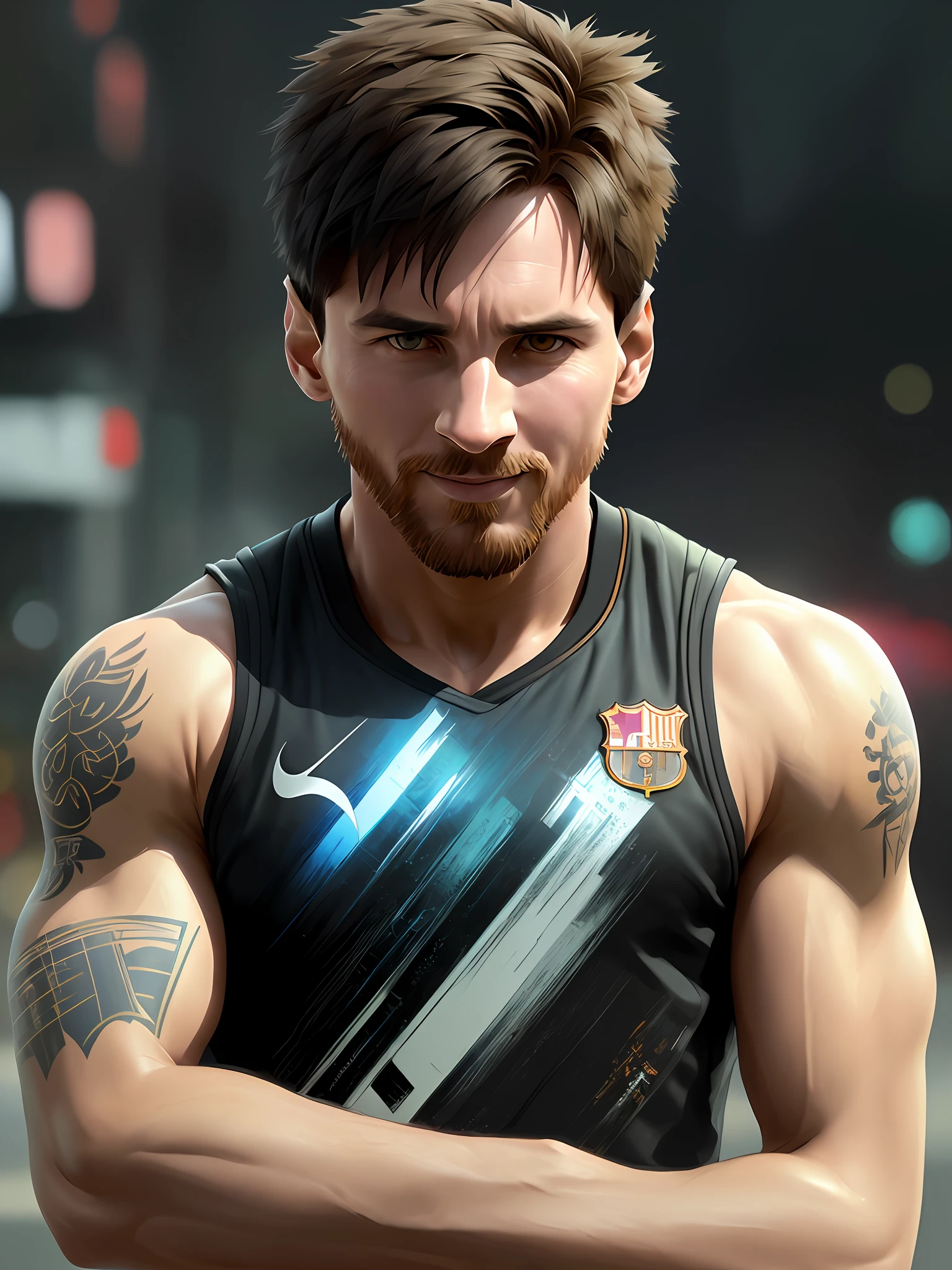 Lionel messi, (muscular: 1.5), big eyes, (cheeky smile), Gangsta Street, 
cinematic angle,
modelshoot style, (extremely detailed CG unit 8k wallpaper), photo of the most beautiful artwork in the world, majestic professional oil painting by Ed Blinkey, Atey Ghailan, Studio Ghibli, by Jeremy Mann, Greg Manchess, Antonio Moro, trend in ArtStation, trend in CGSociety, Intricate, High Detail, sharp focus, dramatic, photorealistic painting art by midjourney and greg rutkowski,