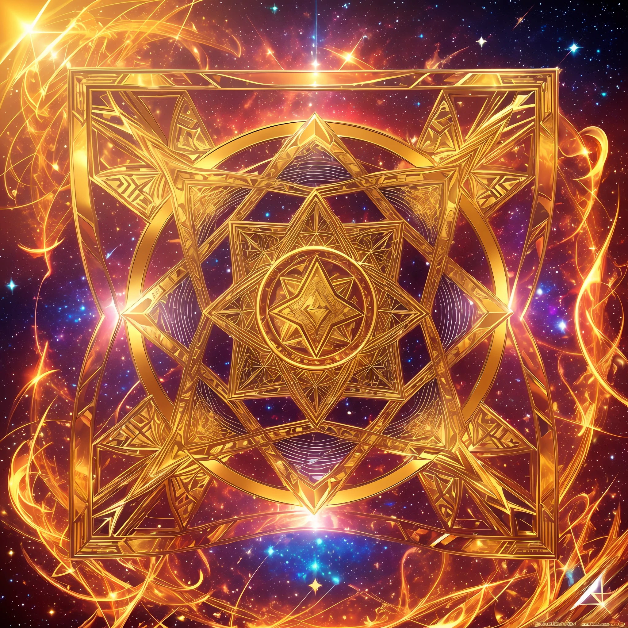 Ultra high definition. Real. 5D. Floating in space. Sacred geometric design. Electric guitar. A golden aura shining from within. glossy and complex design; --auto --s2