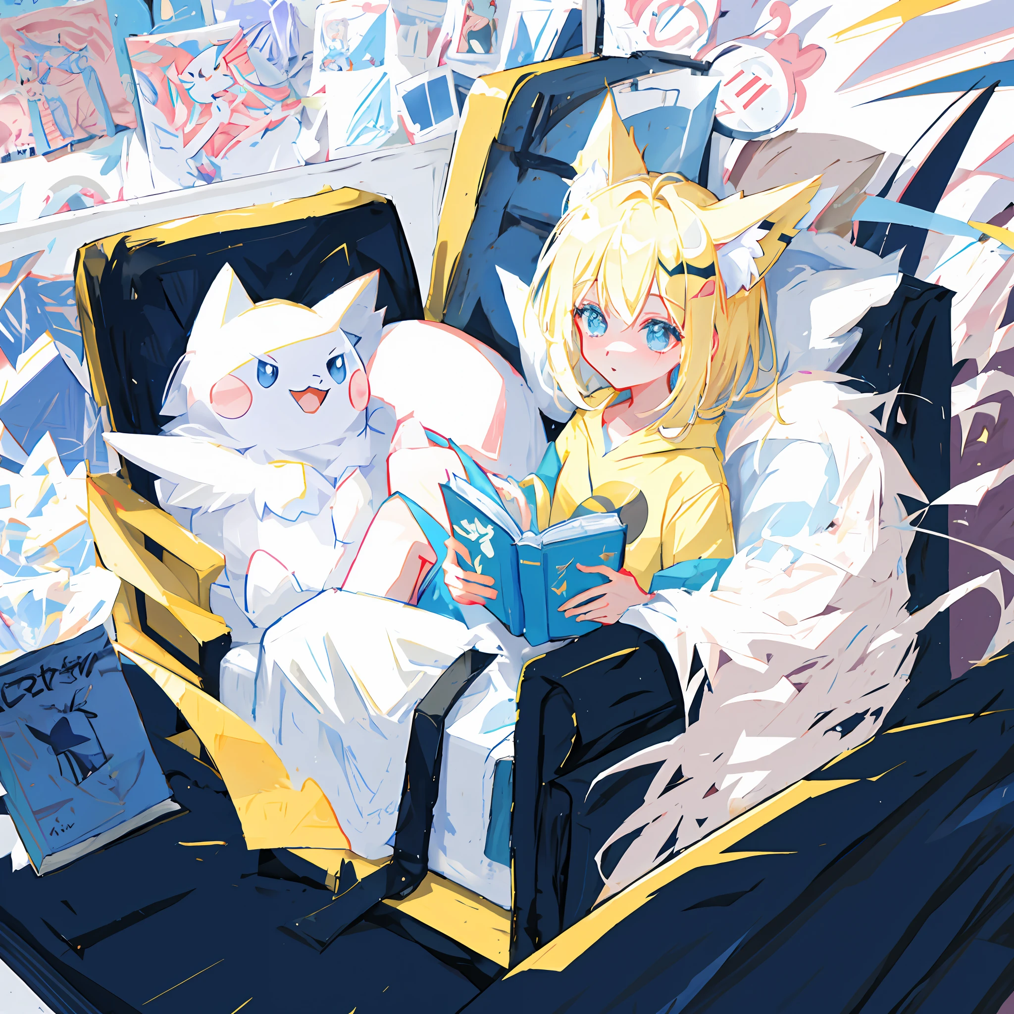 Heart, Love, Angel, Hope, Light, Short Haired Boy, Fluffy, Book, Animal, Pokemon Illustration, Comics
