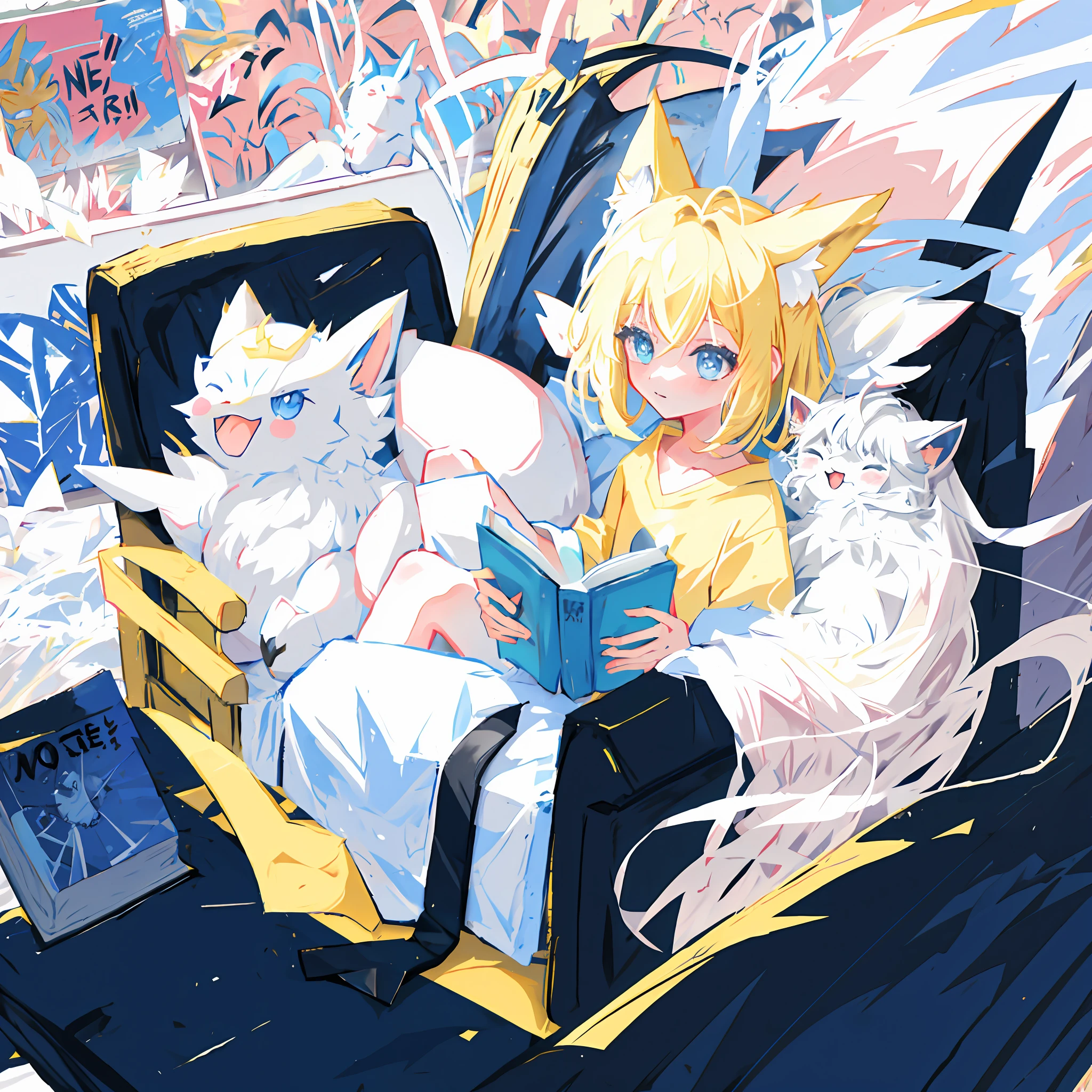 Heart, Love, Angel, Hope, Light, Short Haired Boy, Fluffy, Book, Animal, Pokemon Illustration, Comics