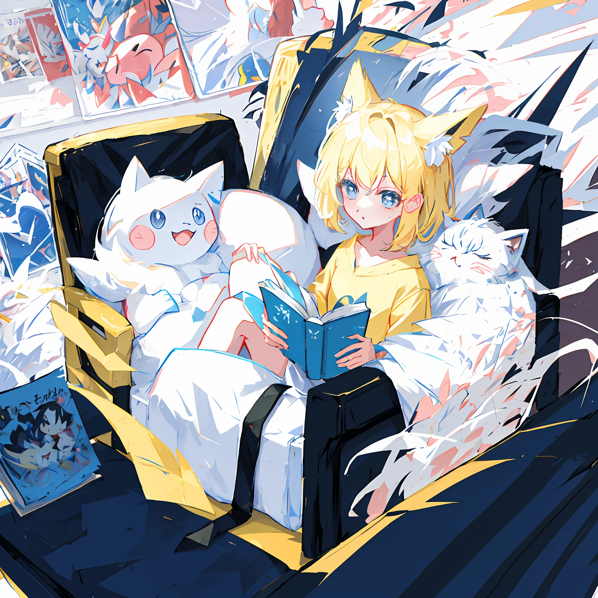 Heart, Love, Angel, Hope, Light, Short Haired Boy, Fluffy, Book, Animal, Pokemon Illustration, Comics