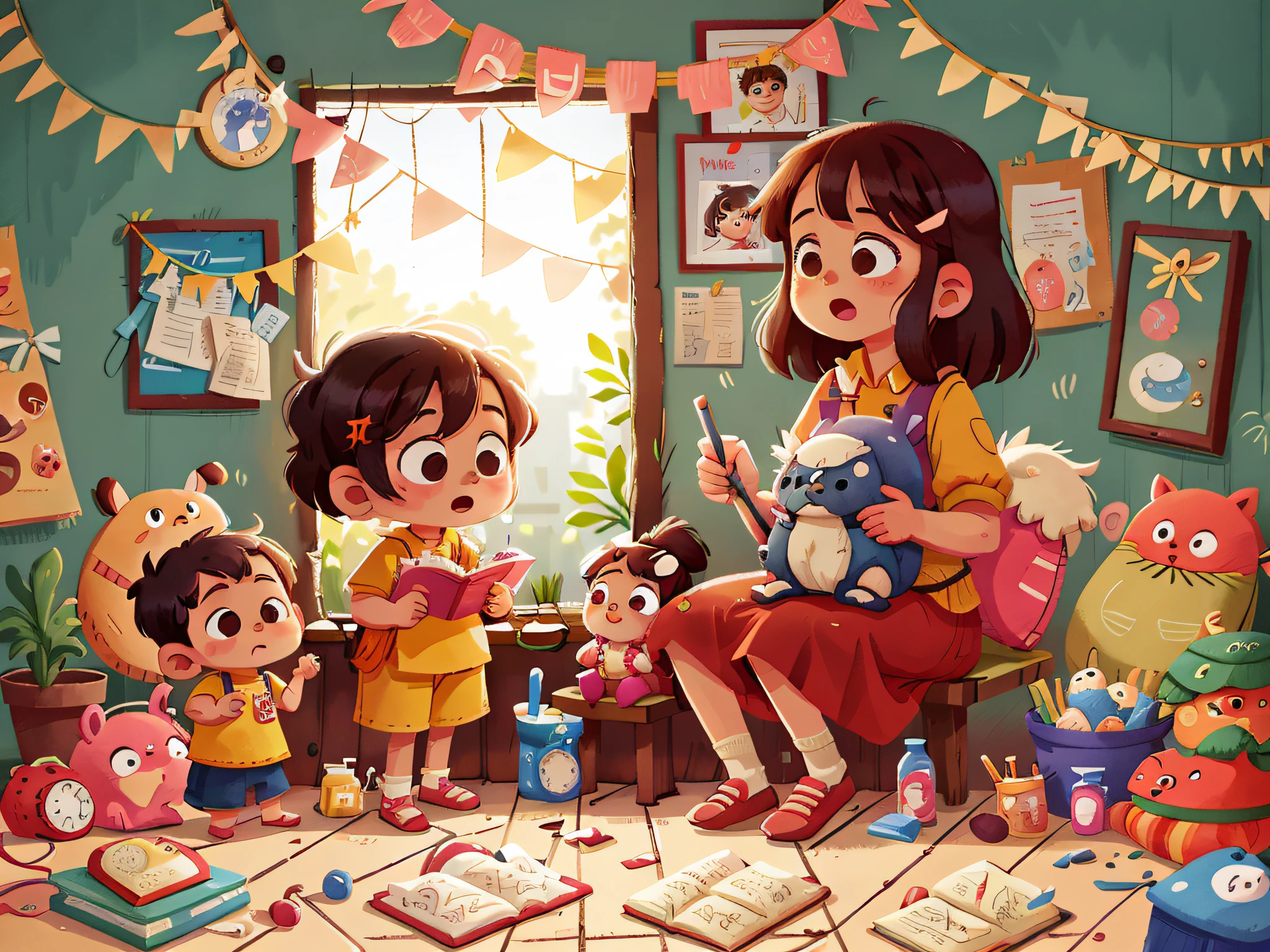 When Mom needed to go out to sort out some matters, the "Pillipillias" took care of the family . They bathed, changed their diapers and sang lullabies, soothing the litt.