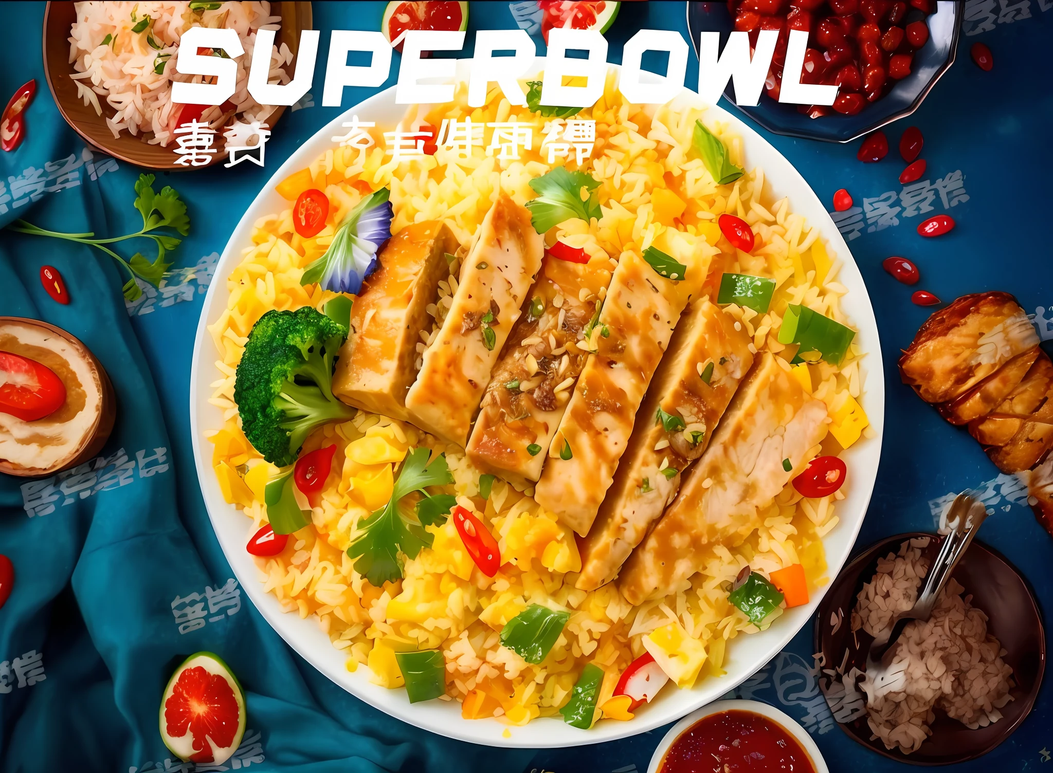 a close up of a plate of food with meat and rice, superbowl, super realistic food picture, 王琛, bowl, food commercial 4 k, supermodel, 🌻🎹🎼, bowl filled with food, superbia, supernova, food advertisement, kawaai, super high resolution, 2024, 2 0 2 4