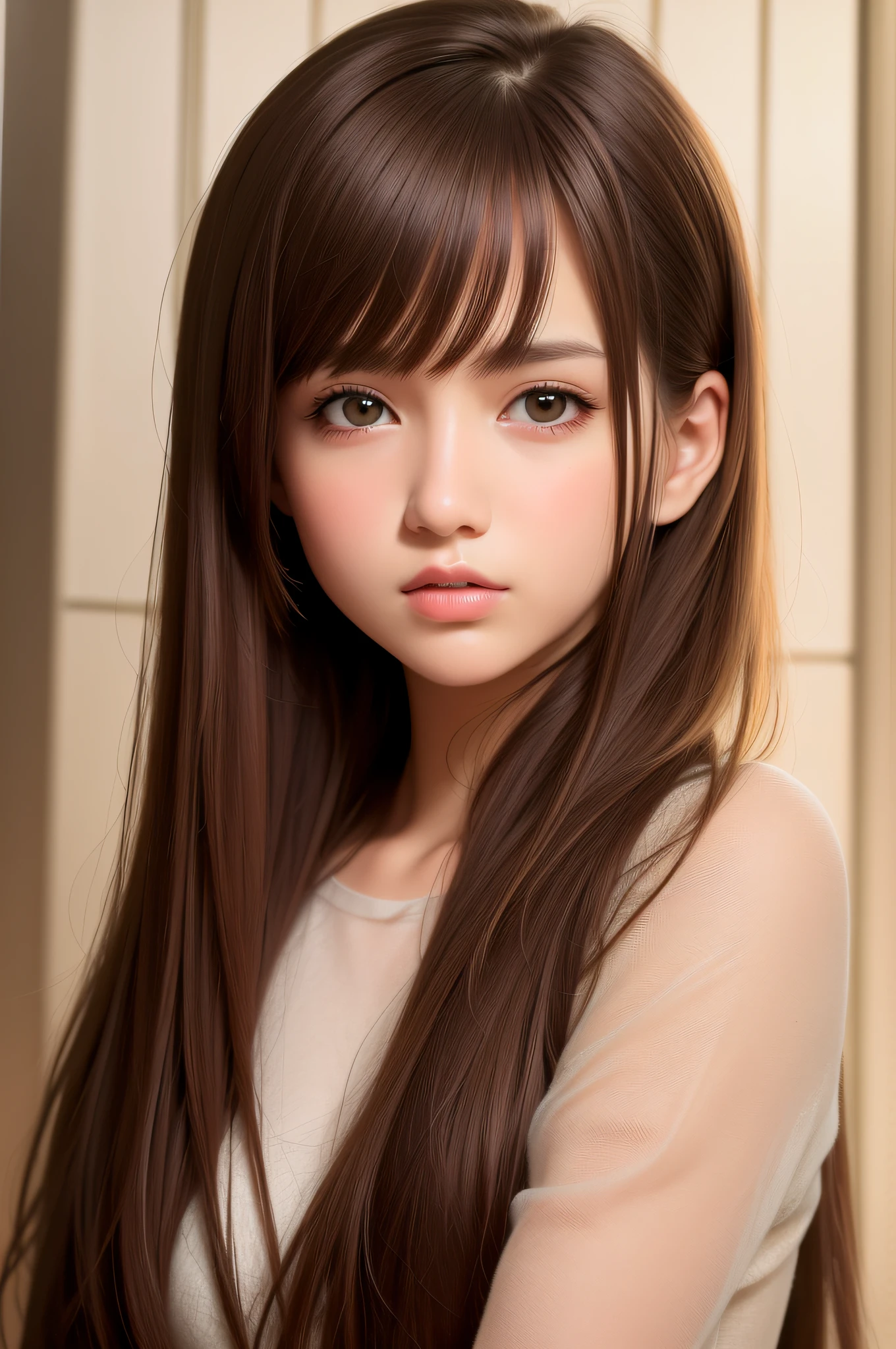 best quality, masterpiece,  (realistic:1.2), 1 girl, brown hair, brown eyes,Front, detailed face, beautiful eyes