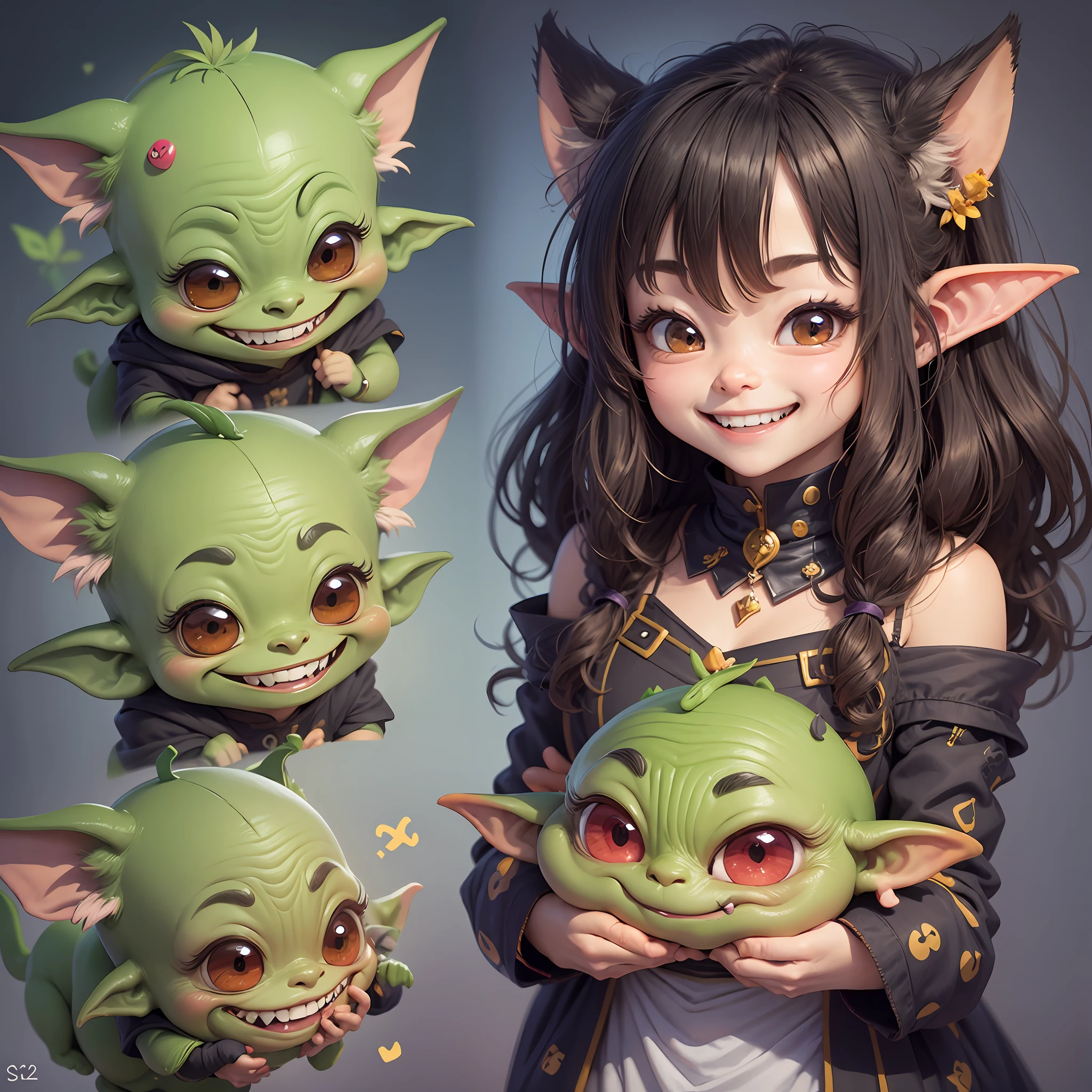 goblin, cute, (emote, emoji, smiling, happy) --auto --s2