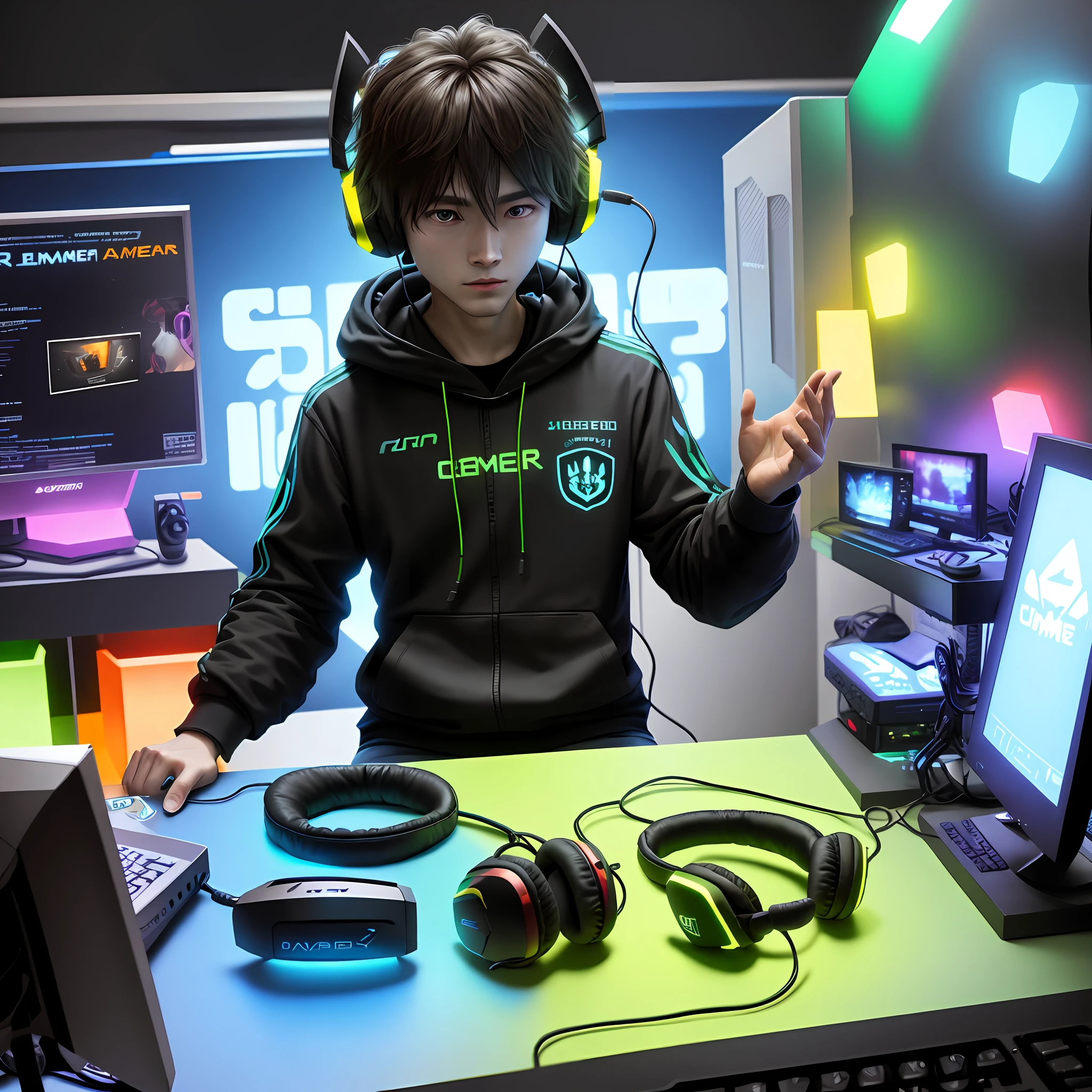 Photo using gamer headset gamer computer