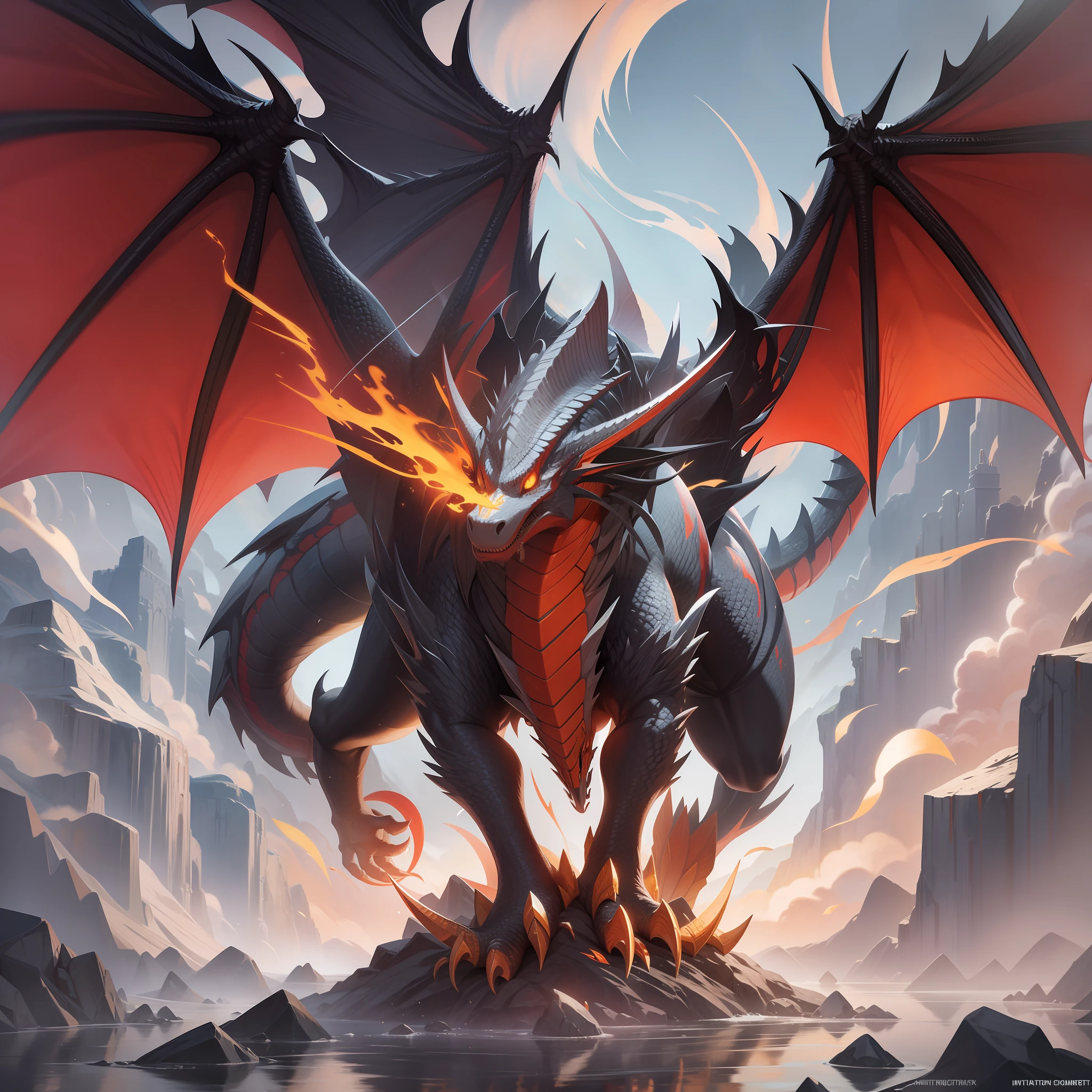 Mythological Beasts, flying out of the magma, Dragon, white scales, sharp claws, 360 view, motion blur, ray tracing, reflection light, depth of field, masterpiece, best quality, high quality, ccurate, UHD, high details