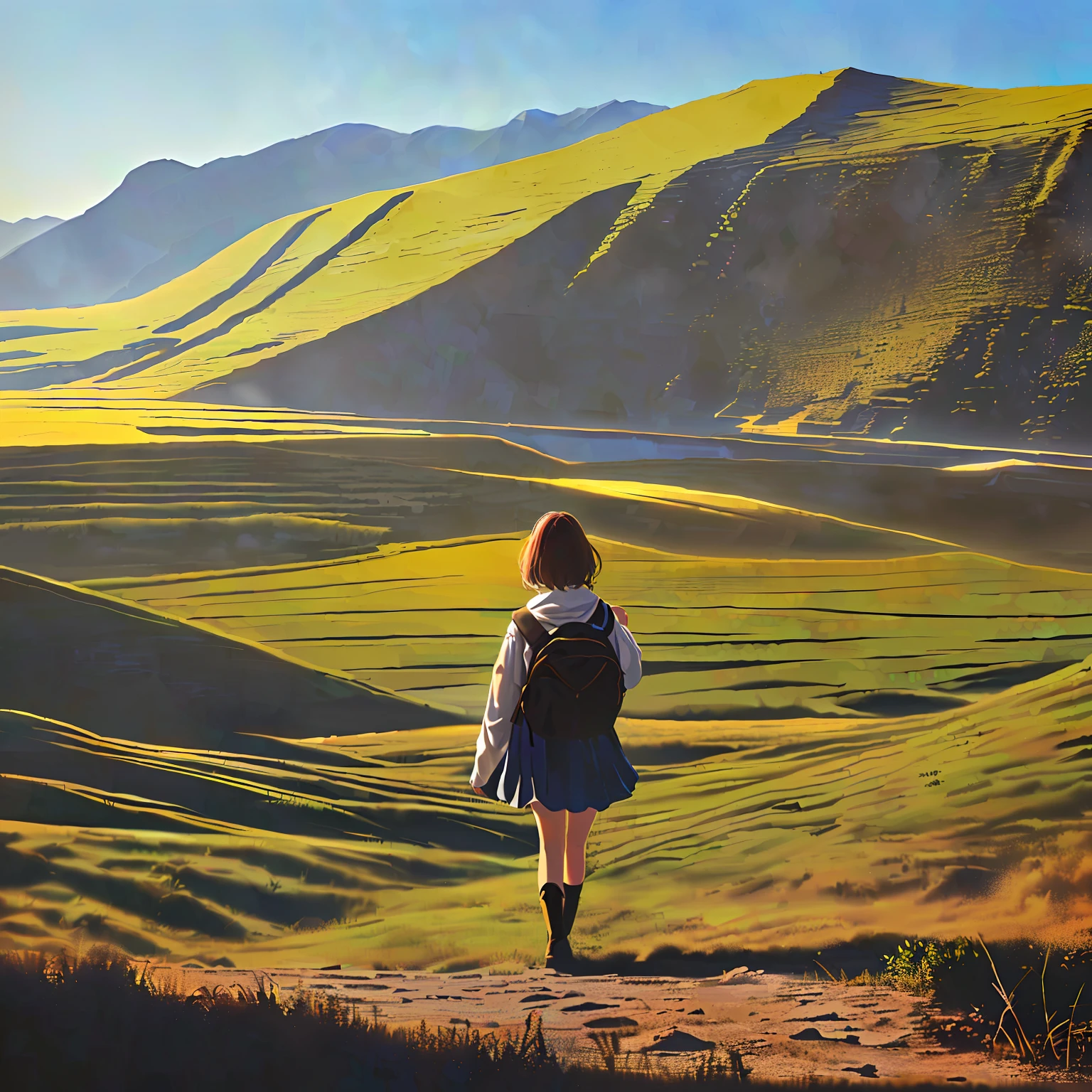 Novel landscape and girl