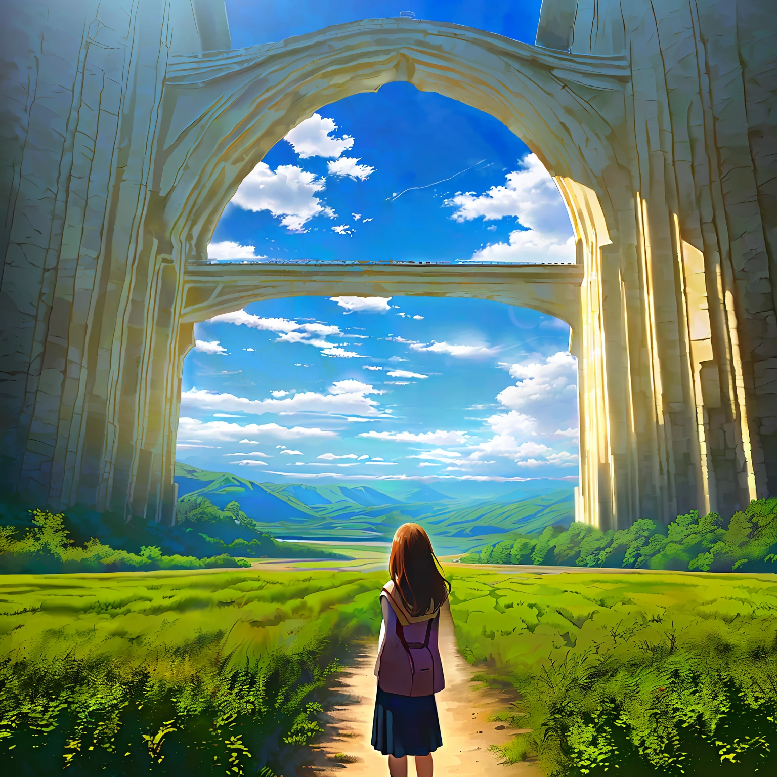 Novel landscape and girl