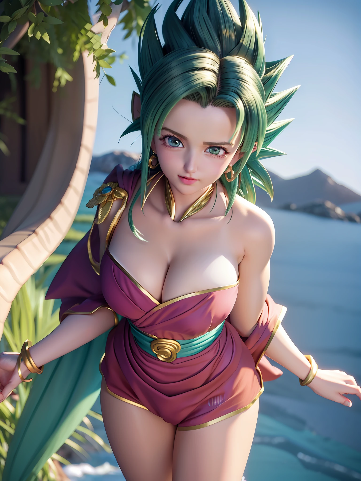 (caulifla from dragon ball movie:1.5), 1girl, closed mouth, female focus, muscular, muscular female, rock, sash, serious, solo, realistic spiked hair, ultra instinct, (masterpiece, best quality, extremely detailed 8k, ultra hd, ultra-detailed, highly detailed, highly realistic, photo realistic), (1girl:1.5), (beautiful realistic face, detailed realistic face), (high detailed realistic natural blonde hair, beautiful realistic hairstyle), (beautiful realistic eyes, high detailed realistic green tosca eyes, proportional eyes, realistic pupils, high detailed pupils), (high detailed realistic natural eyebrows), (high detailed realistic lips, beautiful realistic lips, pink lipsticks), (upper body from head to thighs, slender body:1.5), highly detailed realistic skin, sharp focus, outdoor, mountain, snow,