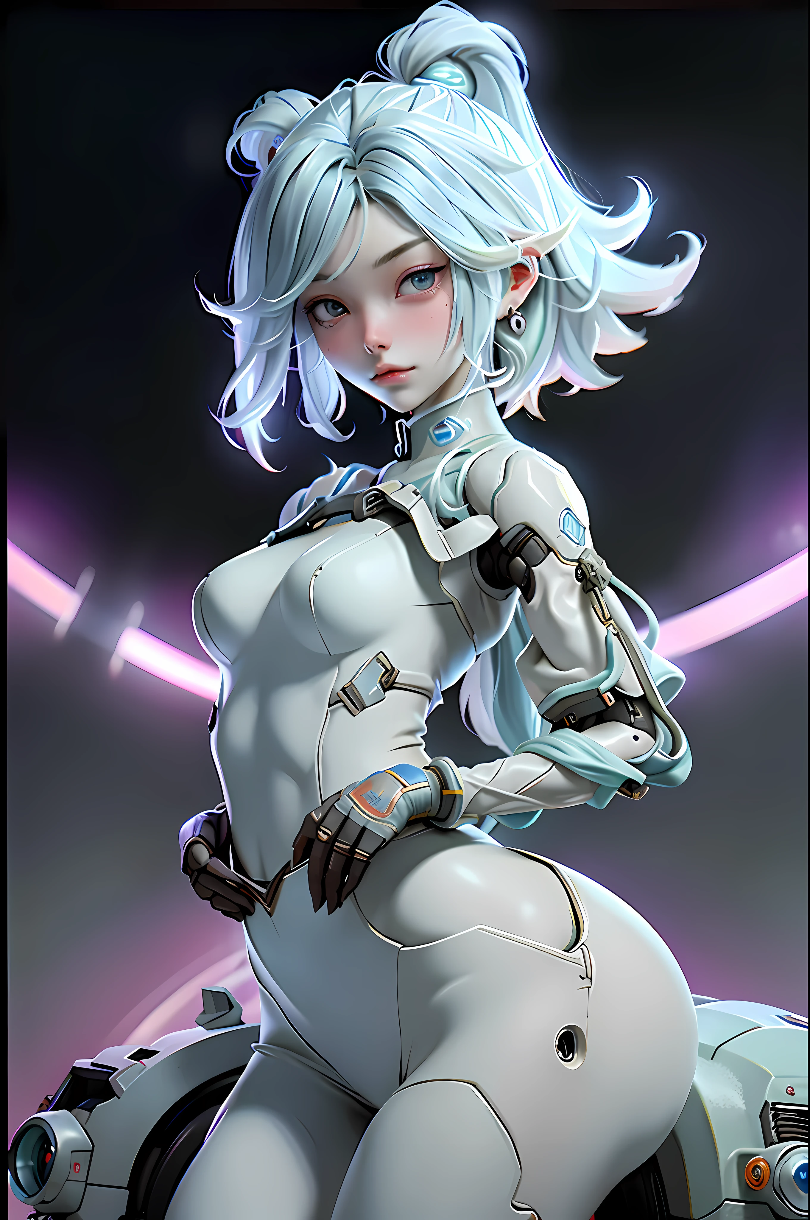 a masterpiece, Bestquality, ULTRA DETAILED, Wheels within wheels, Extremely Detailed, highresolution, lifelike, high-definition, 8K, 1man, Humanoid robot, Dynamic pose, Extremely delicate mech, Glowing dark red LED part, s whole body, High-tech background, rim light,Science fiction,(Marek Okon:1.3),Mooncryptowow's midway style,Psychedelic,halo,nsfw,naked,,Tender powder,Chest leakage,open waist
