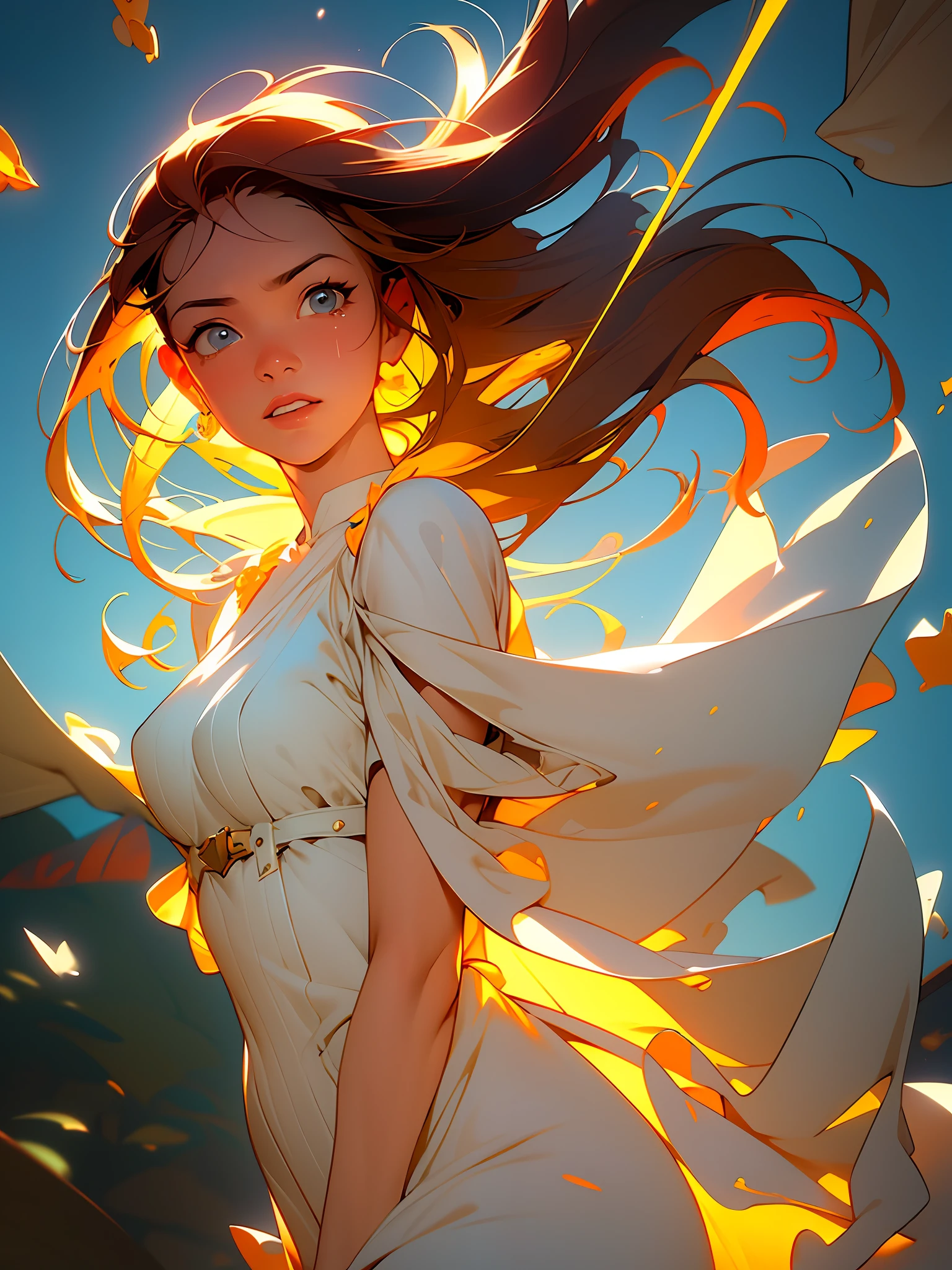 (masterpiece), (best quality), (ultra-detailed), (masterpiece),(highly detailed:1.2),scenery,soft lighting,shiny skin, extremely detailed cg,anime picture,high resolution, ray tracing,1 mature woman,white dress,scared expression,tear, dynamic angle,
empty eyes,dancing,looking at sky,wind blowing upwards,luminous effect,transparent beauty, sparkling effect,rain,wet,fog, reflection effect,night sky,westland,crying,full body,1color eye