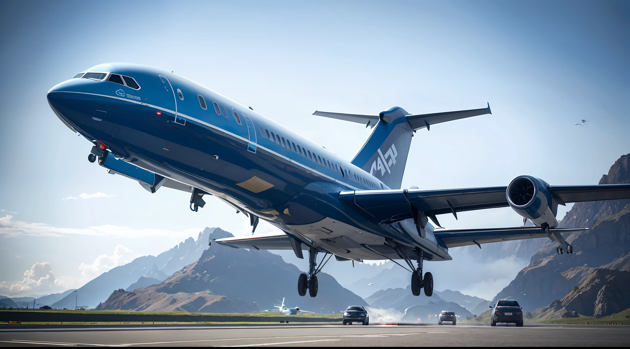 Futuristic Passenger Transport Aircraft, Vibrant, Photorealistic, Realistic, Dramatic, Dark, Sharp Focus, 8k