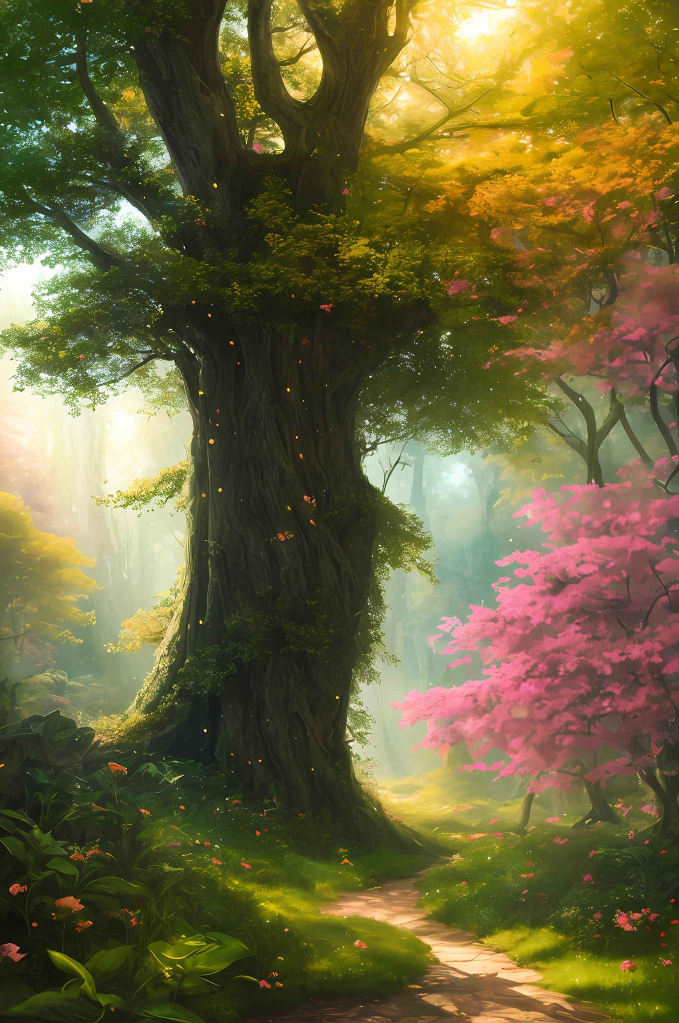 masterpiece, best quality, high quality,extremely detailed CG unity 8k wallpaper, An enchanting and dreamy scene of a fantasy forest, with towering trees, glowing mushrooms, and hidden fairy glens, creating a sense of mystique and enchantment, artstation, digital illustration, intricate, trending, pastel colors, oil paiting, award winning photography, Bokeh, Depth of Field, HDR, bloom, Chromatic Aberration ,Photorealistic,extremely detailed, trending on artstation, trending on CGsociety, Intricate, High Detail, dramatic, art by midjourney