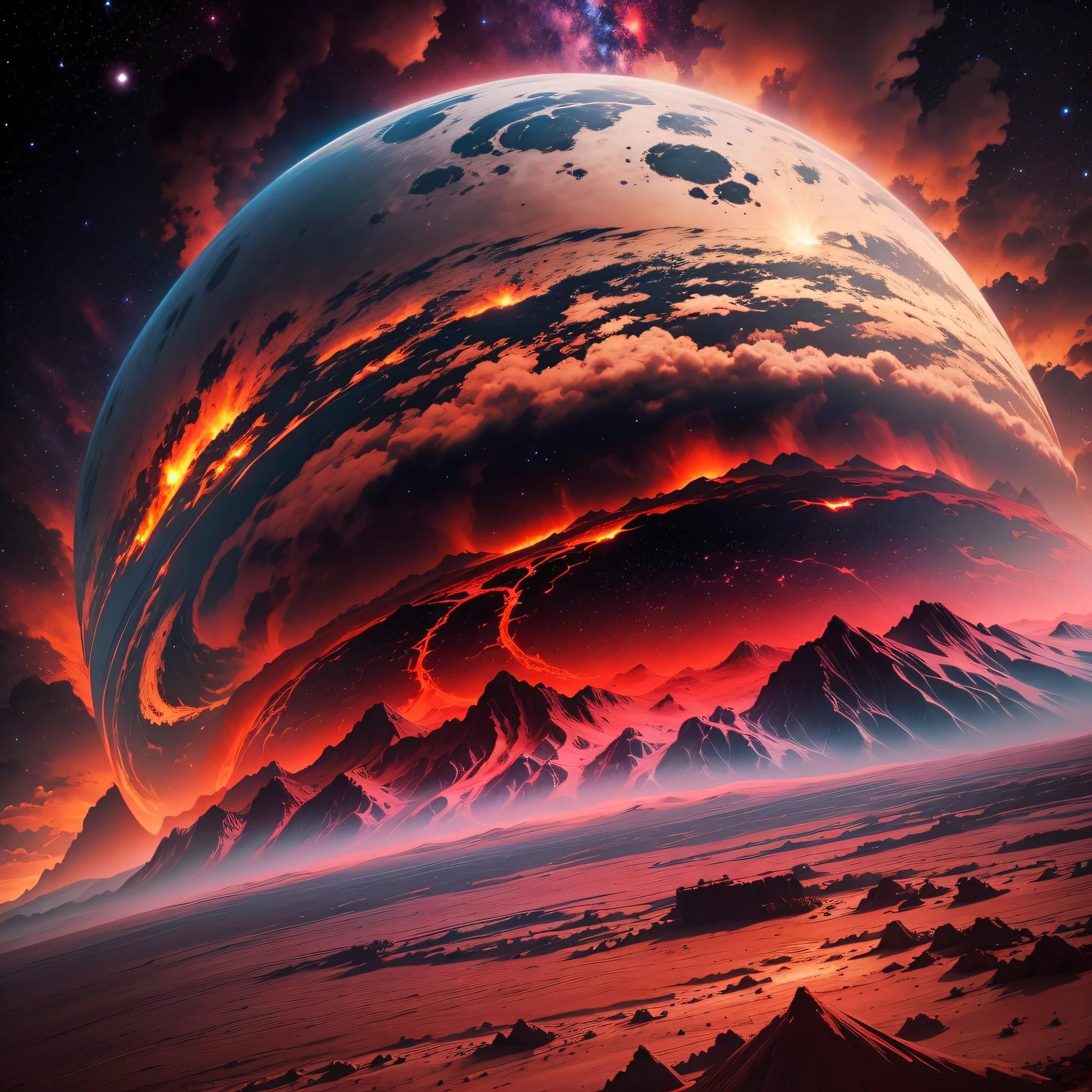 Red Earth，Cosmic scenes，Epic scenes，dark clouds --auto --s2
