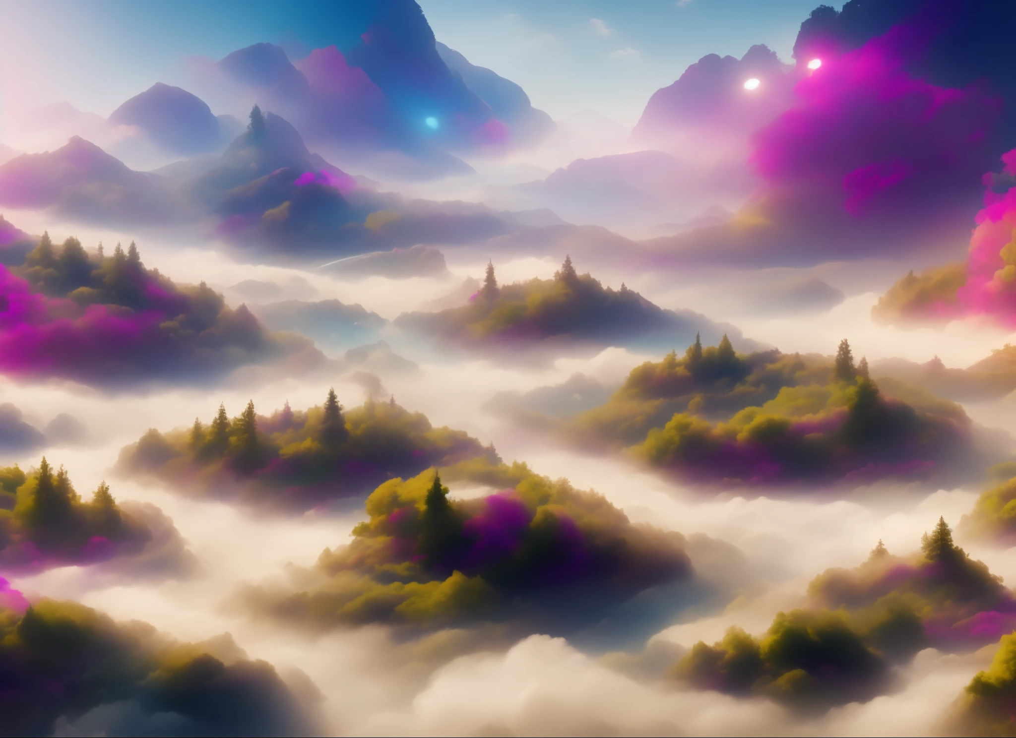 A disco diveland with swirling clouds and flowers, artstation, clear focus, inspiring 8k wallpaper