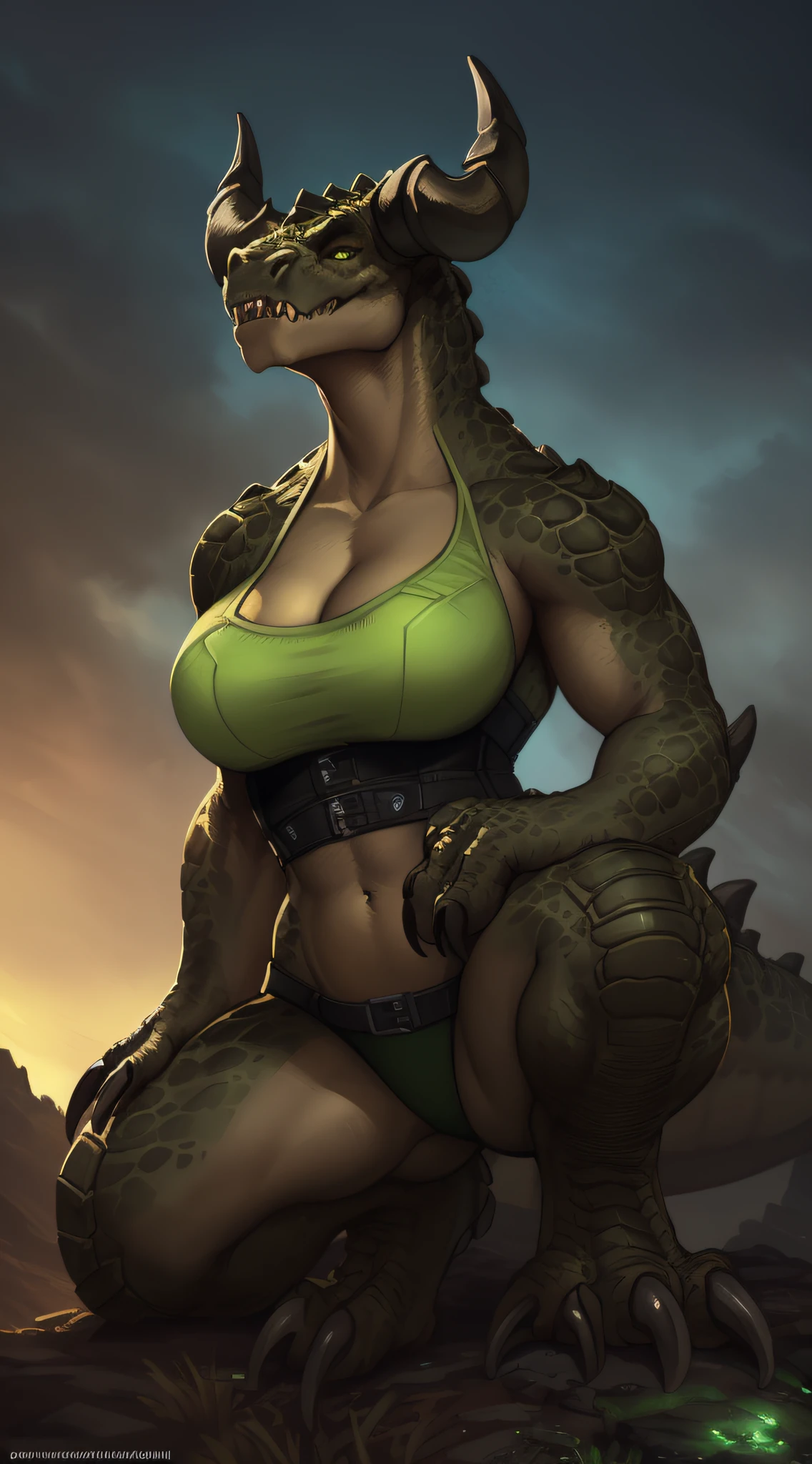 Female, (((solo))) character, Deathclaw Fallout 4, Female focus, 8k wuality, ultra realistic, 3d render, digital art, beautiful and detailed portrait of a Female Deathclaw Fallout 4, kenket, Ross Tran,ruan jia, uploaded to e621, zaush, foxovh, cenematic lighting, (((confident, seductive))), not muscular, weak, (((whole body showed))), (((detailed eyes))), (((correct position))), (((dating))), (((loving eyes))), (((full in love))), (((seductive))), (((seduction))), (((mistress))), (((dominante))), (((sexy))), (((full body commission))), (((whole body showed))), (((big neckline))), (((feral Deathclaw))), (((feral))), (((big scalie feets))), (((fog))), (((green radioactive sky)))