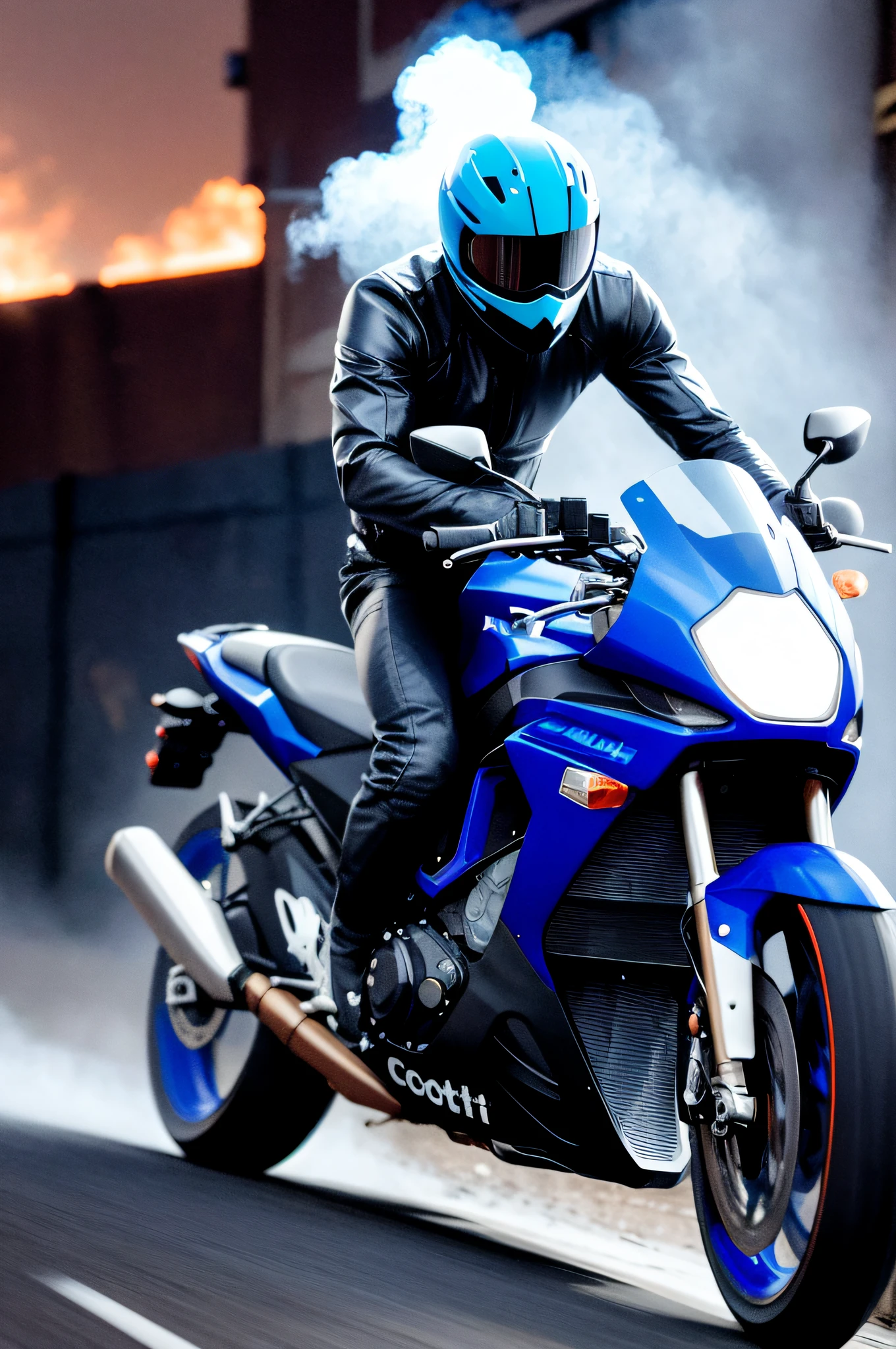 / Imagination Tip: [Illustration] Comic page, there are several panels on one page: in the smoke-filled city (Vista), several male and female racers riding motorcycles, racing frantically in alleys, tires rubbing ground sparks, smoke and dust (GoPro, f/2.8, motion blur, long exposure, diffuse backlight). [Multi-angle, continuous shooting] in the style of Steve Ditko, cobalt blue and reflective silver, film P30, asymmetrical composition