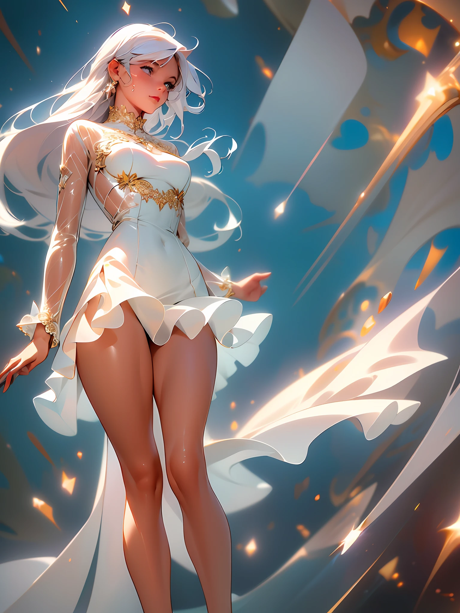 (a masterpiece、), (Bestquality), (hyper-Detailed), (a masterpiece、),(Extremely Detailed:1.2), scenery, soft lighting, lustrous skin, Extremely Detailed CG, luminescent, Light Particles, spark, anime picture, high res, ray tracing,1 mature woman, whitedress, scared expression, tear, dynamic angle,
empty eyes,dancing,looking at sky,wind blowing upwards,luminous effect,transparent beauty, sparkling effect,raining,wet,foggy, reflection effect,night sky,westland,crying,(full body),1color eye