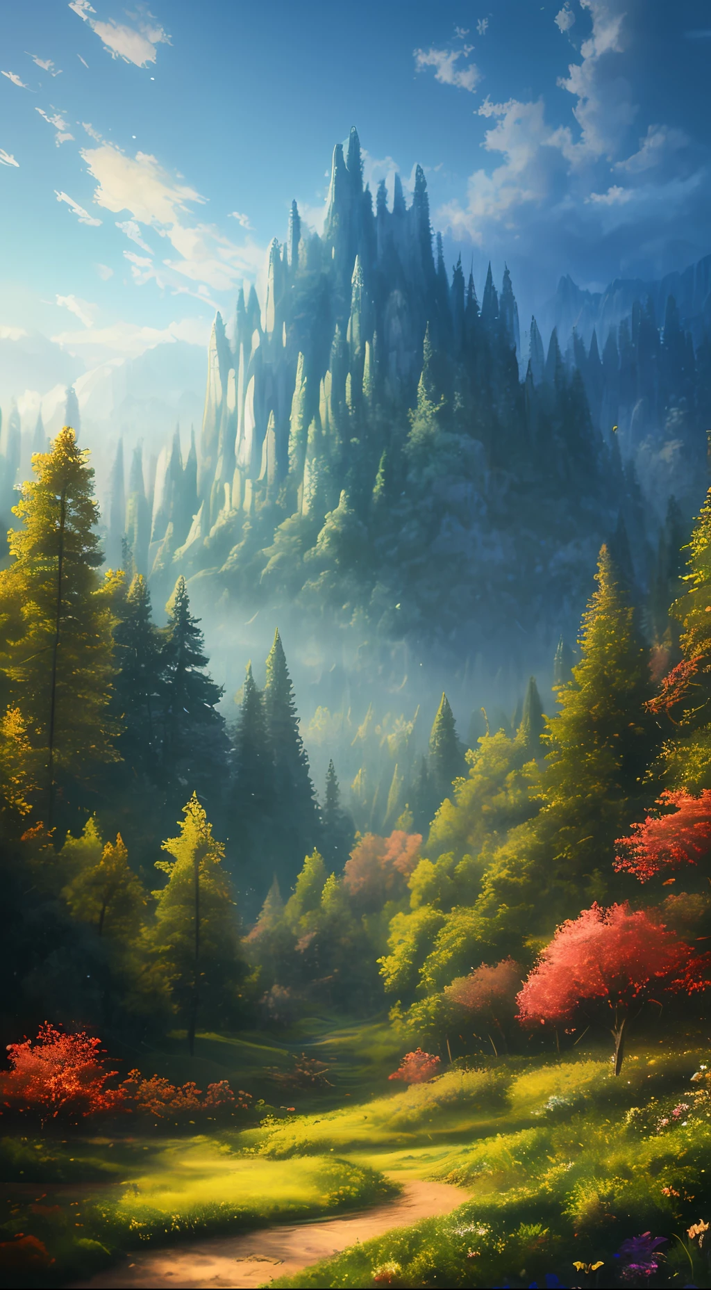 masterpiece, best quality, high quality,extremely detailed CG unity 8k wallpaper, An enchanting and dreamy scene of a fantasy forest, with towering trees, glowing mushrooms, and hidden fairy glens, creating a sense of mystique and enchantment, artstation, digital illustration, intricate, trending, pastel colors, oil paiting, award winning photography, Bokeh, Depth of Field, HDR, bloom, Chromatic Aberration ,Photorealistic,extremely detailed, trending on artstation, trending on CGsociety, Intricate, High Detail, dramatic, art by midjourney