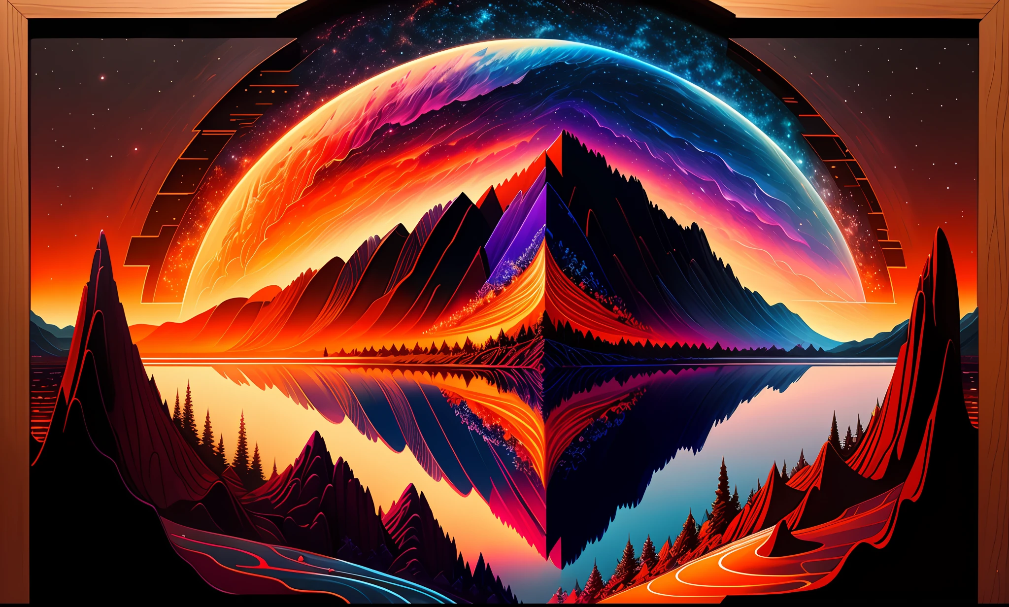 A beautiful earth filled with water and lava, intricate, masterpiece, expert, insanely detailed, 4k, composition, framing, centered, symmetry, painted, intricate, volumetric lighting, beautiful, rich deep colors masterpiece, sharp focus, ultra detailed, in the style of dan mumford and marc simonetti, astrophotography