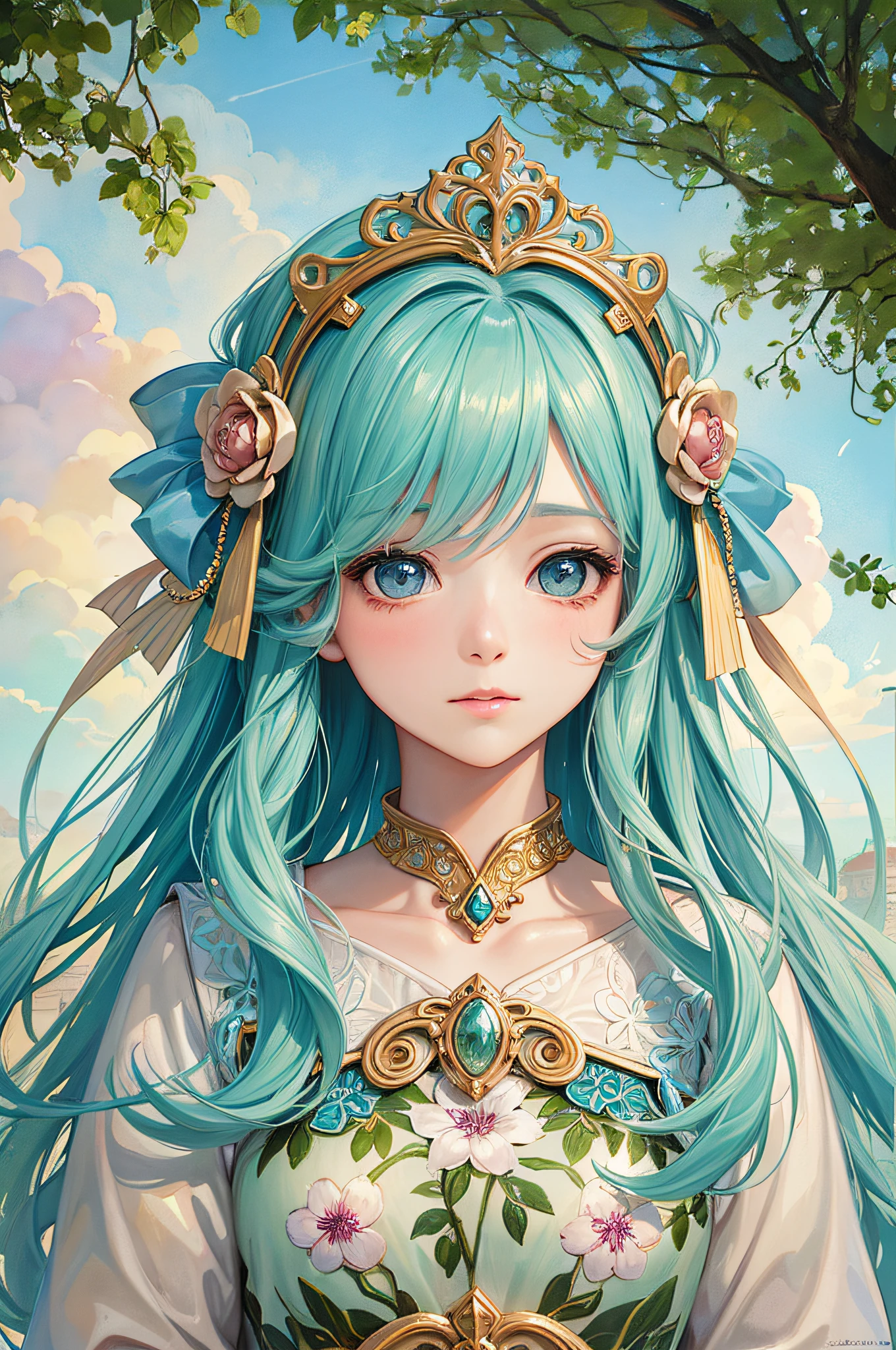 Princess girl with wings, green grass, pastel, glitter, Dramatic, Dreamy, pastel, watercolor art, whimsical, sensitive, Shell crown, Trending on Artstation, highly detail, Complex, portrait、, Digital Painting, Fantasy Themes, Fantasy robes, Fantasy concept art, Fantasy Character Art, Unique, Teenage girl, Perfect body, full entire body, Face straight ahead, Dreamy pastels, watercolor art, whimsical, sensitive, Shell crown, Art by Reusch and Lois van Baalle, Trending on Artstation, highly detail、Complex、portrait、、Digital Painting、(Movie Photos:1.3)da(realistic、:1.3)、(amusing、:1.3)chibi、constellation、(1girle、solo、:1.2)、(chibi:1.3)、eyeliner、eyelash、looking at viewers、(shinny skin:0.16)、(pale skin:0.3 3)、(blush on the body:0.3 of 8)、beautiful eye、、anime,、,、lifelike,、masterpiece ,、maximum quality、The movie is still、Cloud Girl、Float in the sky、(close up:1.1)、Bright、happiness、pleasant、Soft lighting、highly detail、(art nouveau:1.3)、(Baroque art:1.3)、(80s art:1.3)、naturalism、Land Art、Regionalism、Shutterstock contest winners、Unsplash Trend、Featured on Flickr