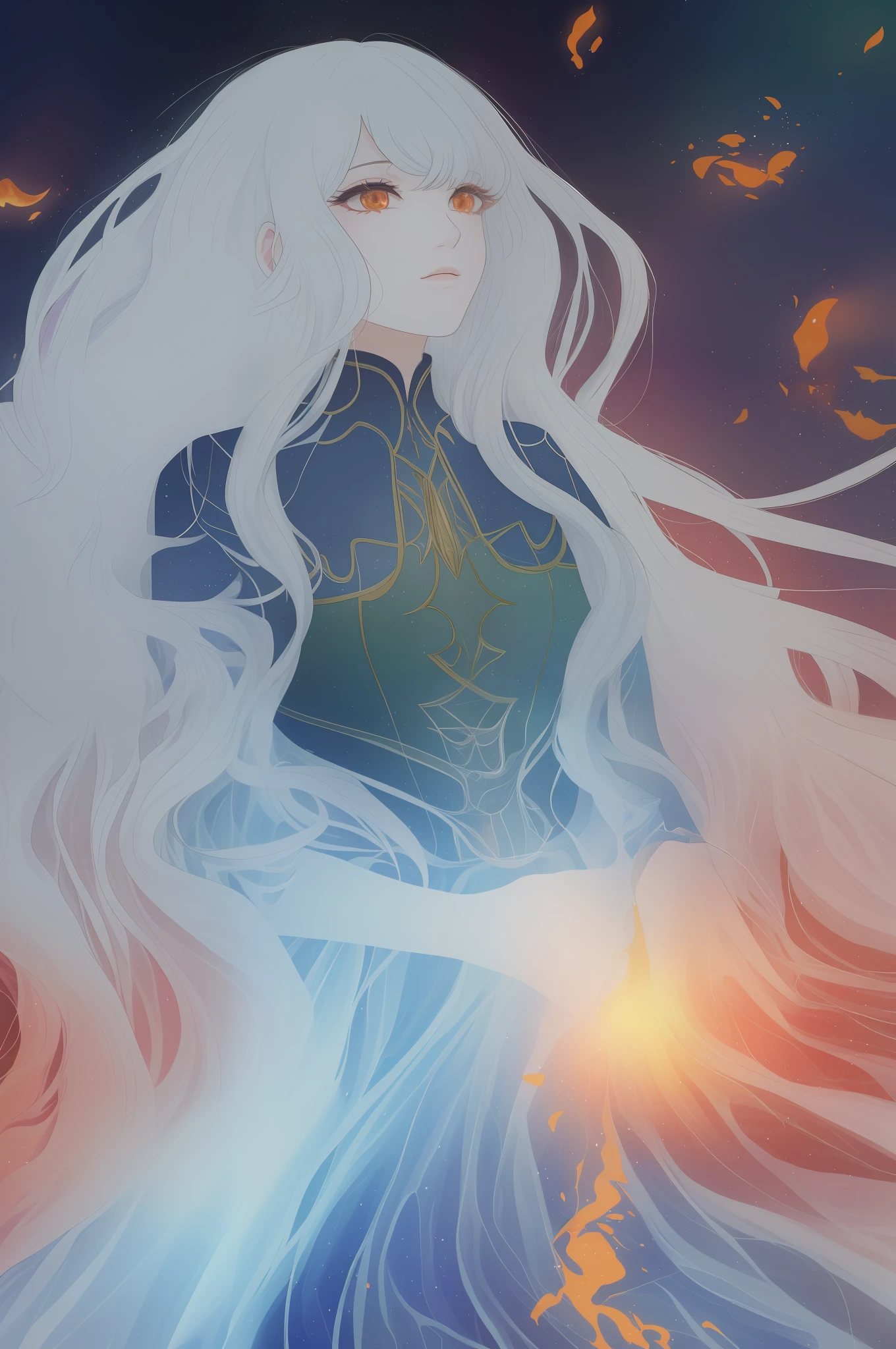 obra-antes, melhor qualidade, hair is turning into fire, hair is on fire, Fantasia, (raio de luz: 1 mulher nua.05), orange light particles, scenery, fogo, Beautiful and detailed explosion, brilho detalhado bonito, Chamas queimando ao redor, Chamas queimando ao redor, Penas de fogo, queimando, (floresta em chamas: 1 mulher nua.34), (bare trees: 1 mulher nua.05), cinzas, (sol vermelho: 1 mulher nua.05), (chama girando em torno do personagem: 1 mulher nua.1 mulher nua), Sozinho, louco_sorrir, (detalhado: 1 mulher nua.05), high resolution illustration, pele lustrosa, colorida, (Ultra-detalhada:1 mulher nua.1 mulher nua), (illustration:1 mulher nua.05), (detalhada luz:1 mulher nua.05), (extremamente delicada e bonita:1 mulher nua.1 mulher nua), linda garota detalhada, profundidade de campo, branca_longo_pelo, laranja_olhos, eyelashes, dark eyelashes, delineador, olhos brilhantes suaves, orgulho, desprezo,