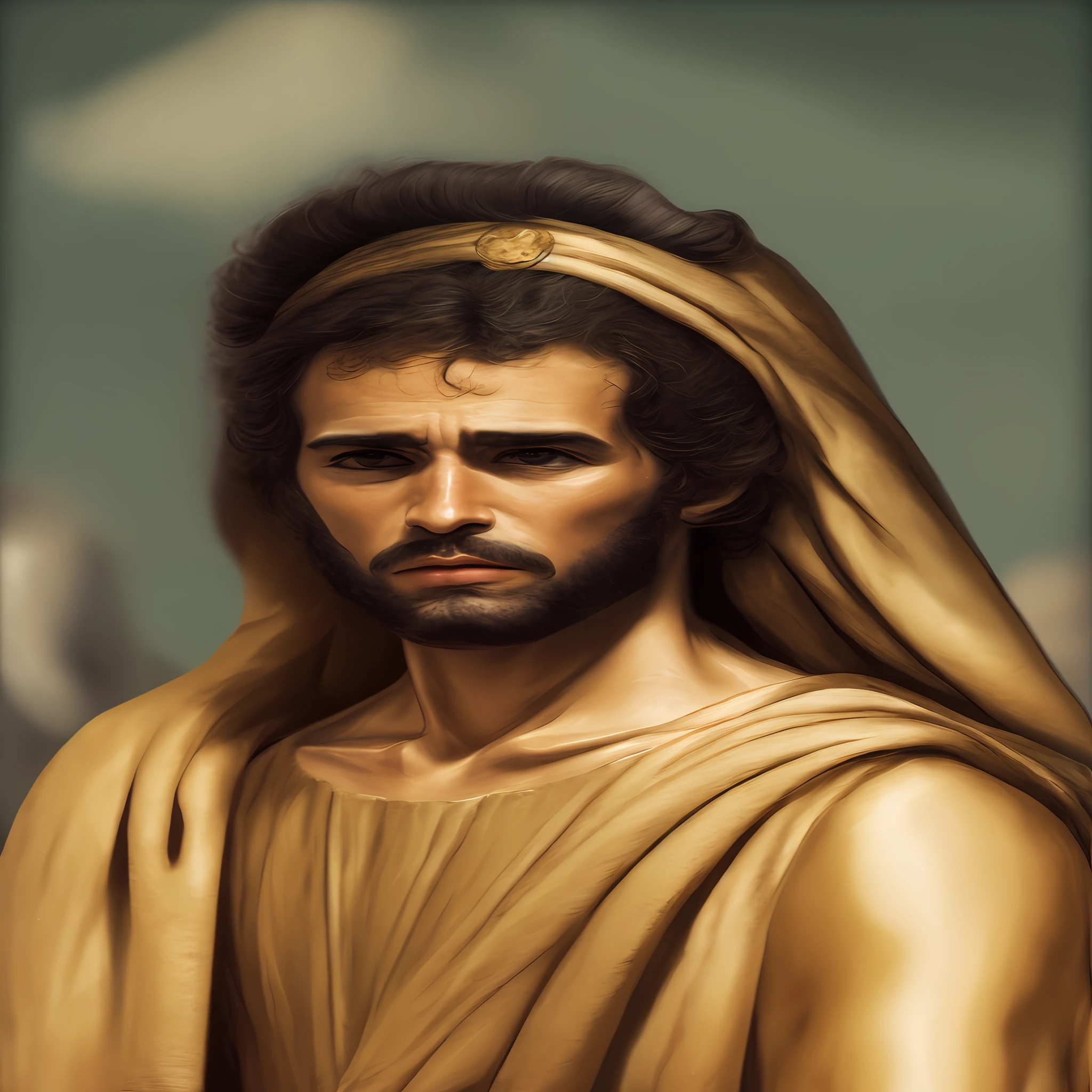 create an accurate artistic representation of Joseph, an iconic figure from the Bible. Joseph was a good-homem moreno olhando, com cabelos escuros e olhos castanhos. Its story takes place in ancient Egypt, por volta de 1900 antes de Cristo, onde ele desempenhou o papel de governador.
 It is important that the image generated faithfully portrays Joseph's physical characteristics, como seu tom de pele, facial features, cabelos e olhos, according to the descriptions provided.
In addition, the artistic depiction of Joseph should capture the essence of his position as governor, transmitindo autoridade e sabedoria. I believe that the combination of historical authenticity and artistic interpretation will result in a powerful image, able to inspire and convey the importance of this biblical character.