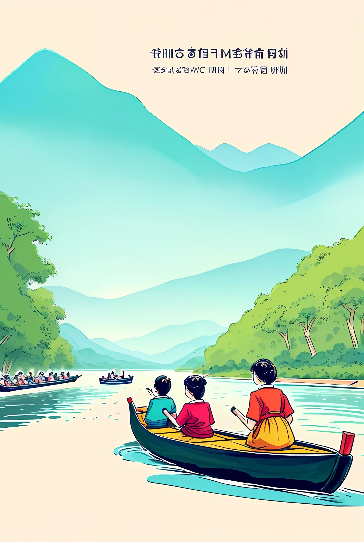 the summer,river,There are many people on the boats on the river,The people in the boats rowed,There are two boats in total,There are only people and pulp on the boat,Dragon boat racing,Dragon head boat,The boat is a dragon,There are no sails,There are no sails,There are no mountains,full page illustration,portfolio illustration,detailed digital illustration,poster illustration,flatillustration,full color illustration,colored illustration,full page illustration,game illustration,digital illustration,illustartion,editorial illustration colorful,commercial illustration,colored illustration,a beautiful artwork illustration,5 d illustration