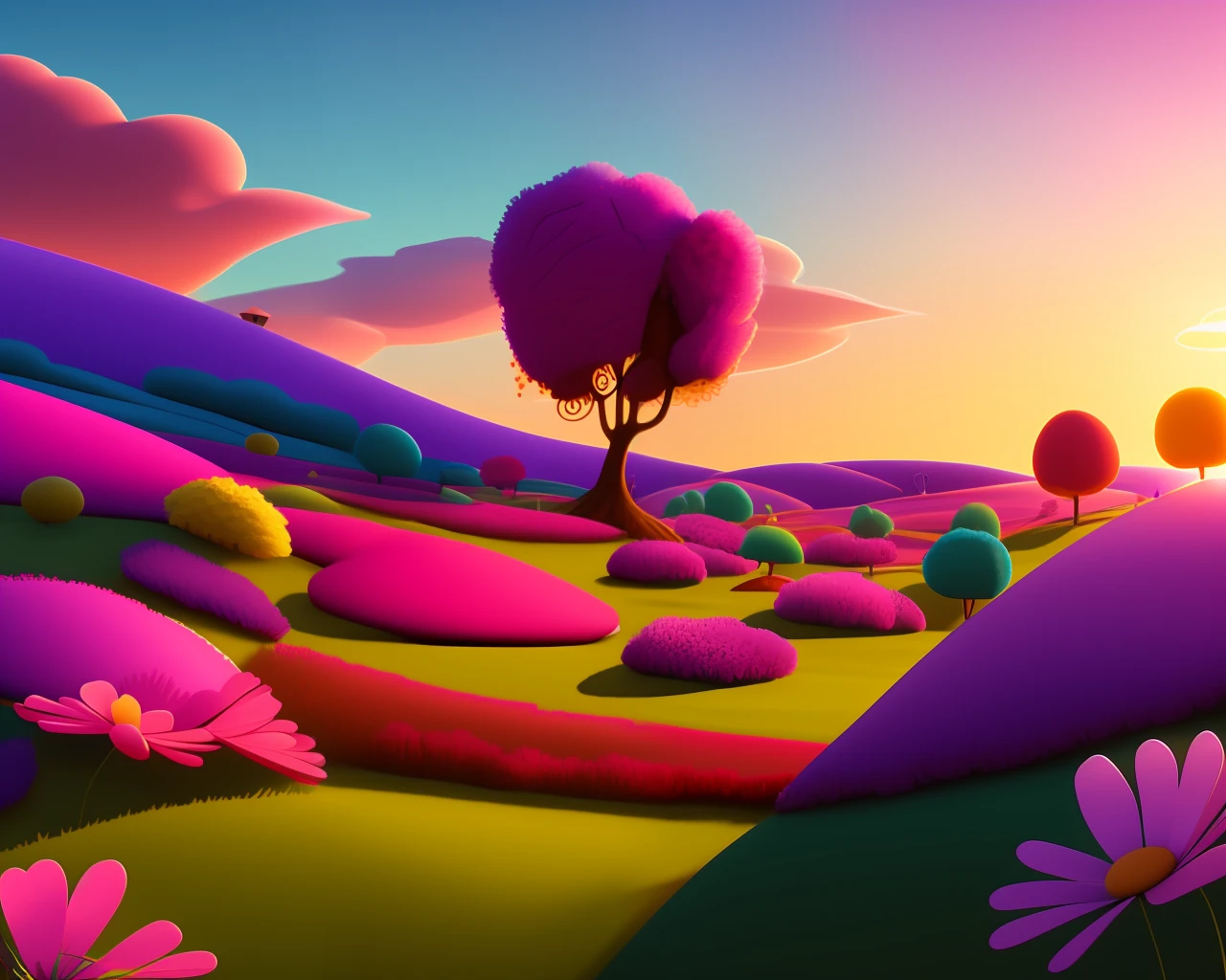 Landscape Pixar style