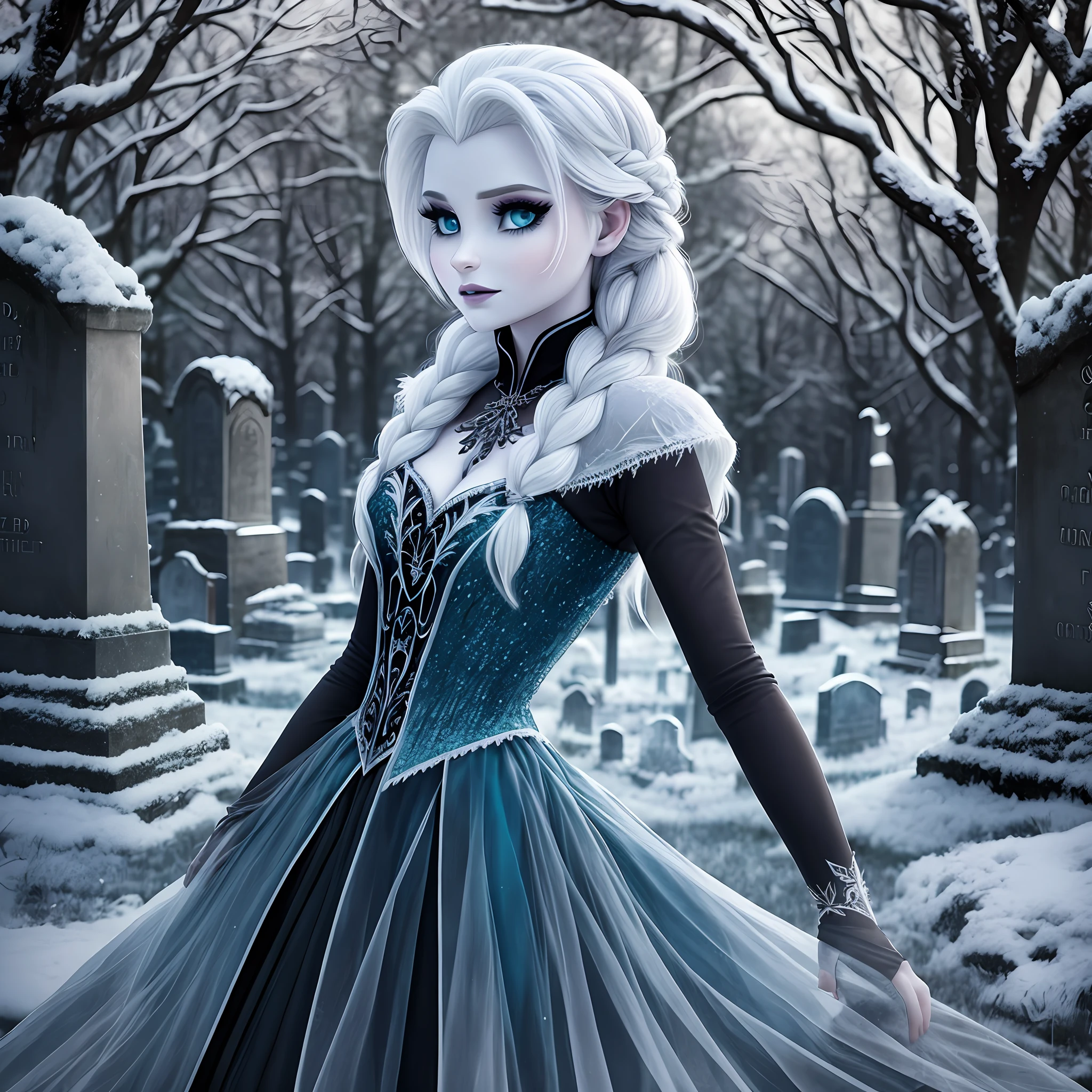Elza frozen gothic in cemetery --auto --s2