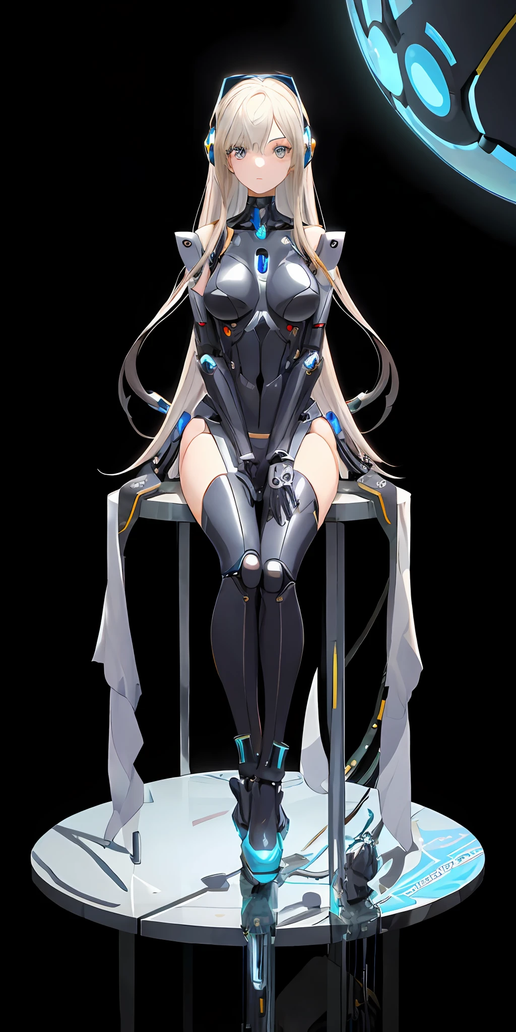 anime - style woman sitting on a platform with headphones on, gynoid cyborg body, perfect android girl, gynoid body, cute cyborg girl, anime robotic mixed with organic, beutiful white girl cyborg, cyborg girl, robot girl, porcelain cyborg, beutiful girl cyborg, biomechanical oppai, cyborg - girl, beautiful female android!