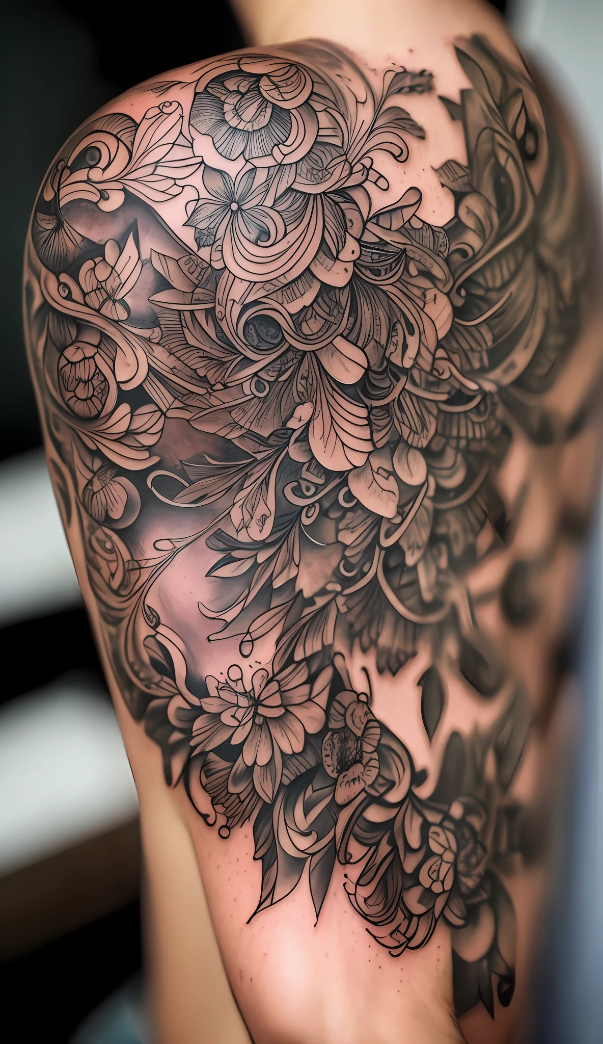 arm tattoo, super intricate realism, highly detailed tattoo, amazing detail, realistic intricate detail, hyper realistic shaded tattoo, realistic, hyper-realistic intricate details, intricate details HDR realism, more detailed art, hyper-realistic tattoo, detailed upper body, very complete details, extremely intricate high details, beautiful realistic upper body
