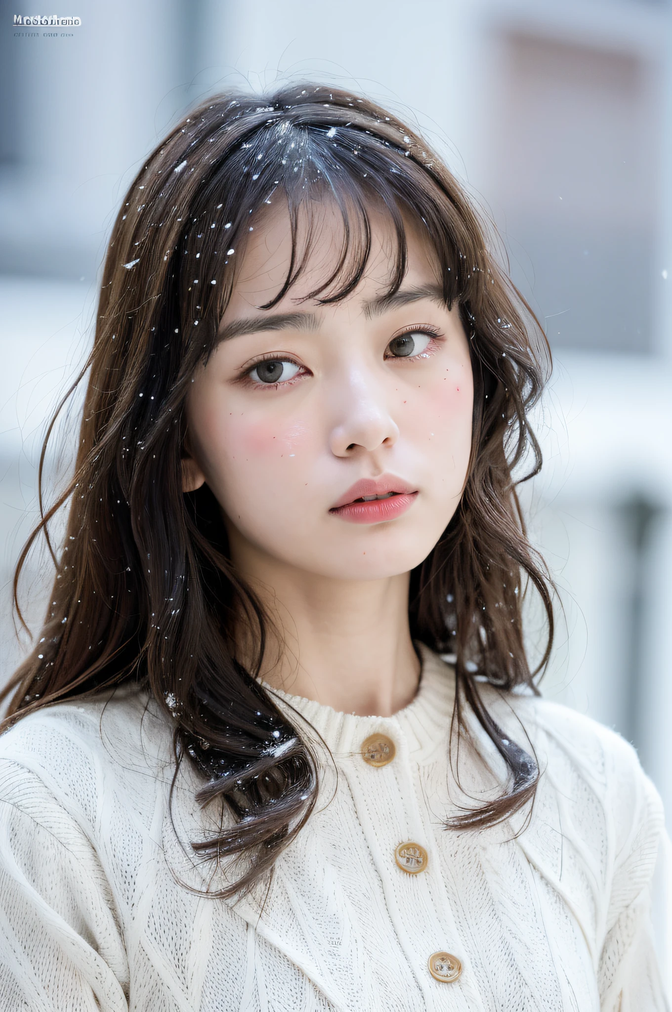 (8k, best quality, masterpiece, ultra highres:1.2) Photo of Pretty Japanese woman
in the (style of paul rubens and rebecca guay:1.1) (melancholy winter snow:1.4)