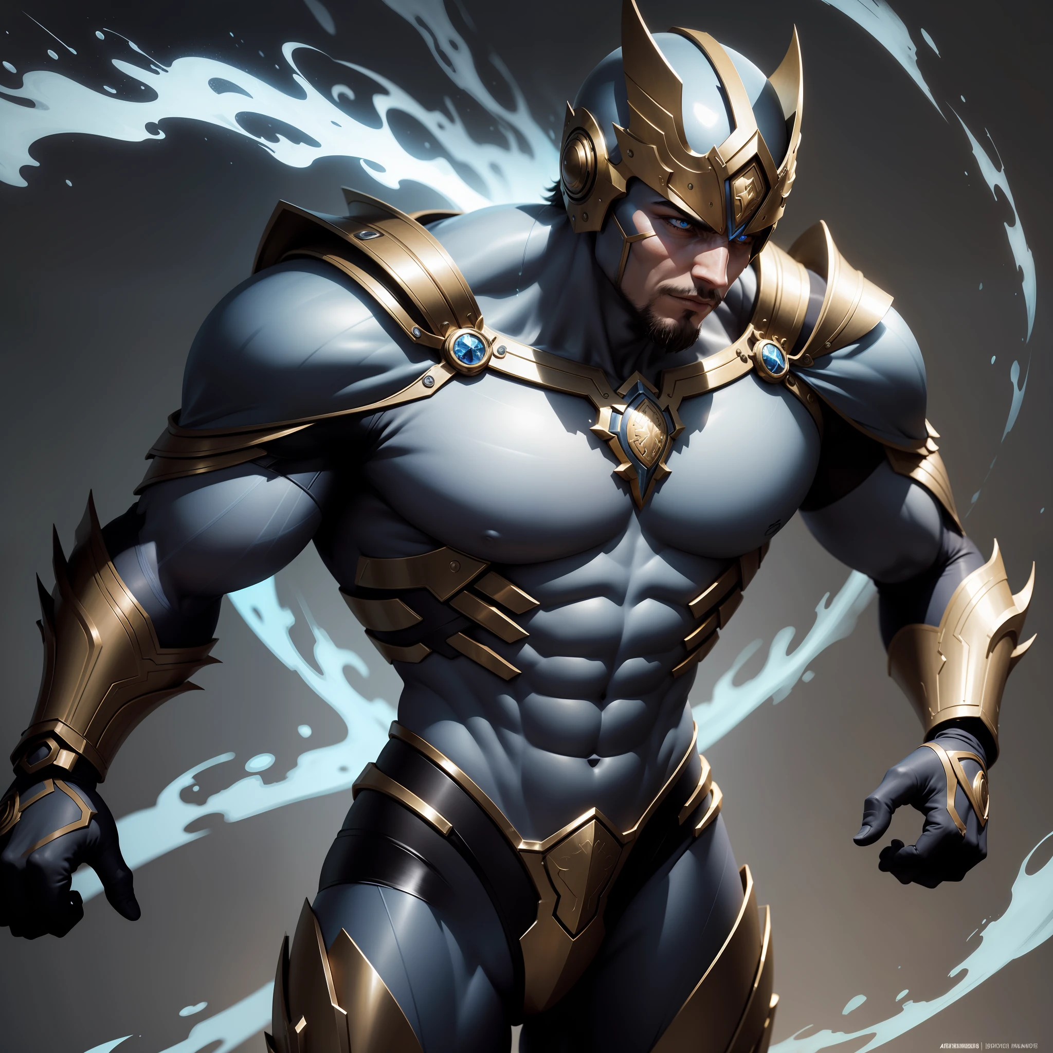 Head: Azrael has a sculpted head with angular and striking strokes. Her skin is pale and almost translucent, conferindo-an ethereal air. His eyes are an intense blue, brilhantes como safiras, com pupilas em formato vertical, similar to those of a feline. Acima deles, ele tem uma testa levemente proeminente. Sua cabeleira prateada, longa e sedosa, cascades down to the middle of the back.
Shoulders and arms: Azrael's broad, muscular shoulders denote an imposing strength. Their arms are covered by a thin layer of metallic skin, com ranhuras e detalhes que lembram uma armadura. This mechanical structure is integrated into your muscles, providing enhanced strength. Tribal tattoos accompany the transition from human to metallic skin, adding an ancestral touch to your appearance.
Peitoral e barriga: His breastplate is carved, with defined muscles and a metallic coating similar to that of the arms, but more flexible to allow fluid movements. A pele no peito exibe marcas ancestrais incrustadas em uma fina camada de cristal, que brilham suavemente quando Azrael canaliza seus poderes. Your belly is slightly toned, displaying an athletic form, with subtle metallic details that integrate harmoniously into your body structure.
hands,: Azrael's hands are big and powerful, with a metallic appearance similar to that of the arms. Each finger is articulated and lined with metal plates interlaced with complex circuits. Its palm displays an arcane symbol in relief, brilhando com uma energia pulsante quando ele utiliza seus poderes. Despite its mechanical appearance, His hands are agile and skillful.
Feet: Your feet are proportional to the body, also coated by a flexible and resistant metal structure. The grayish skin blends perfectly with the metallic coating. The feet have strengthened joints, enabling agile and quiet movements. Biomechanical details, como amortecedores integrados, ensure absorption -