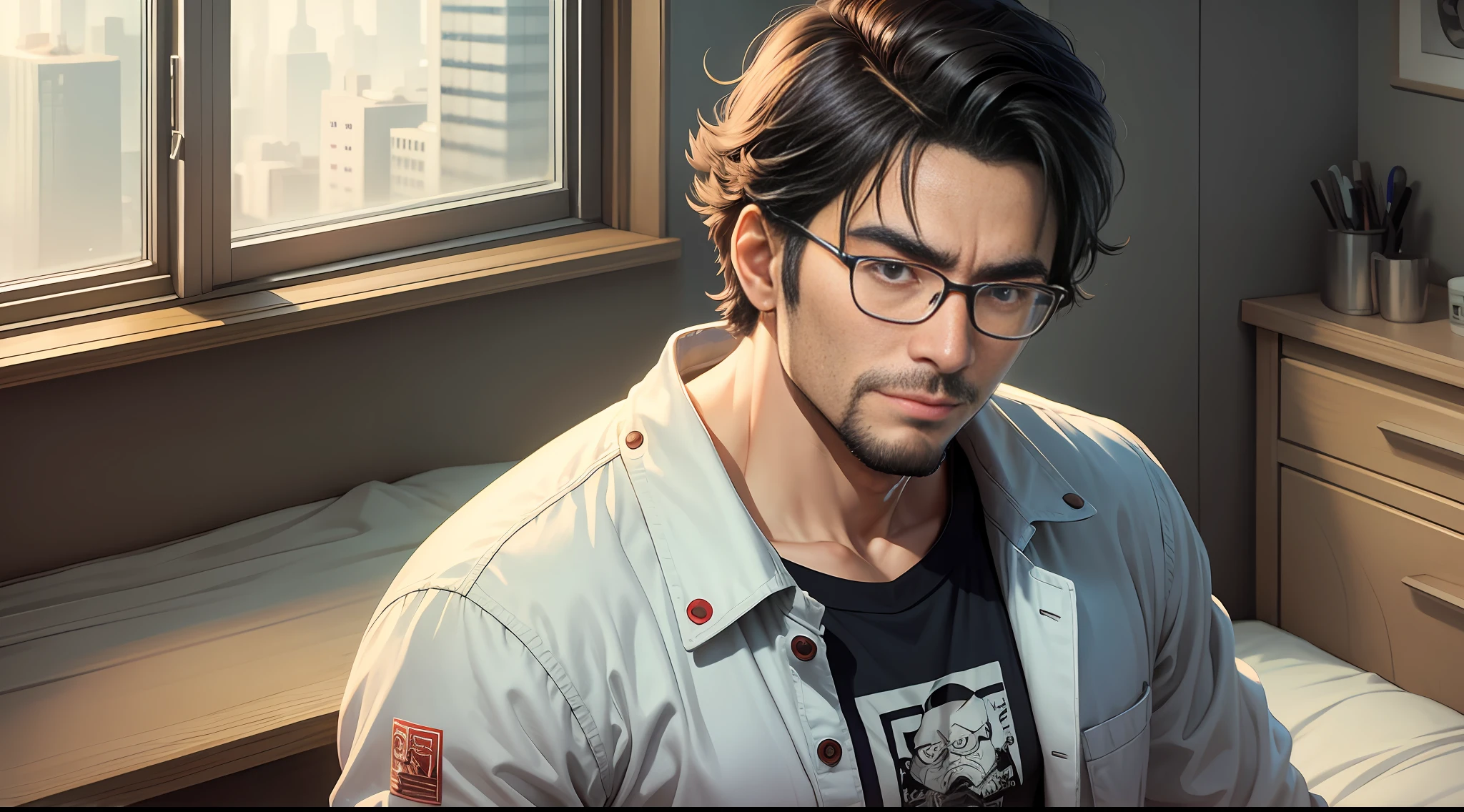 30-year-old modern man,Manga Miyazaki style --auto --s2