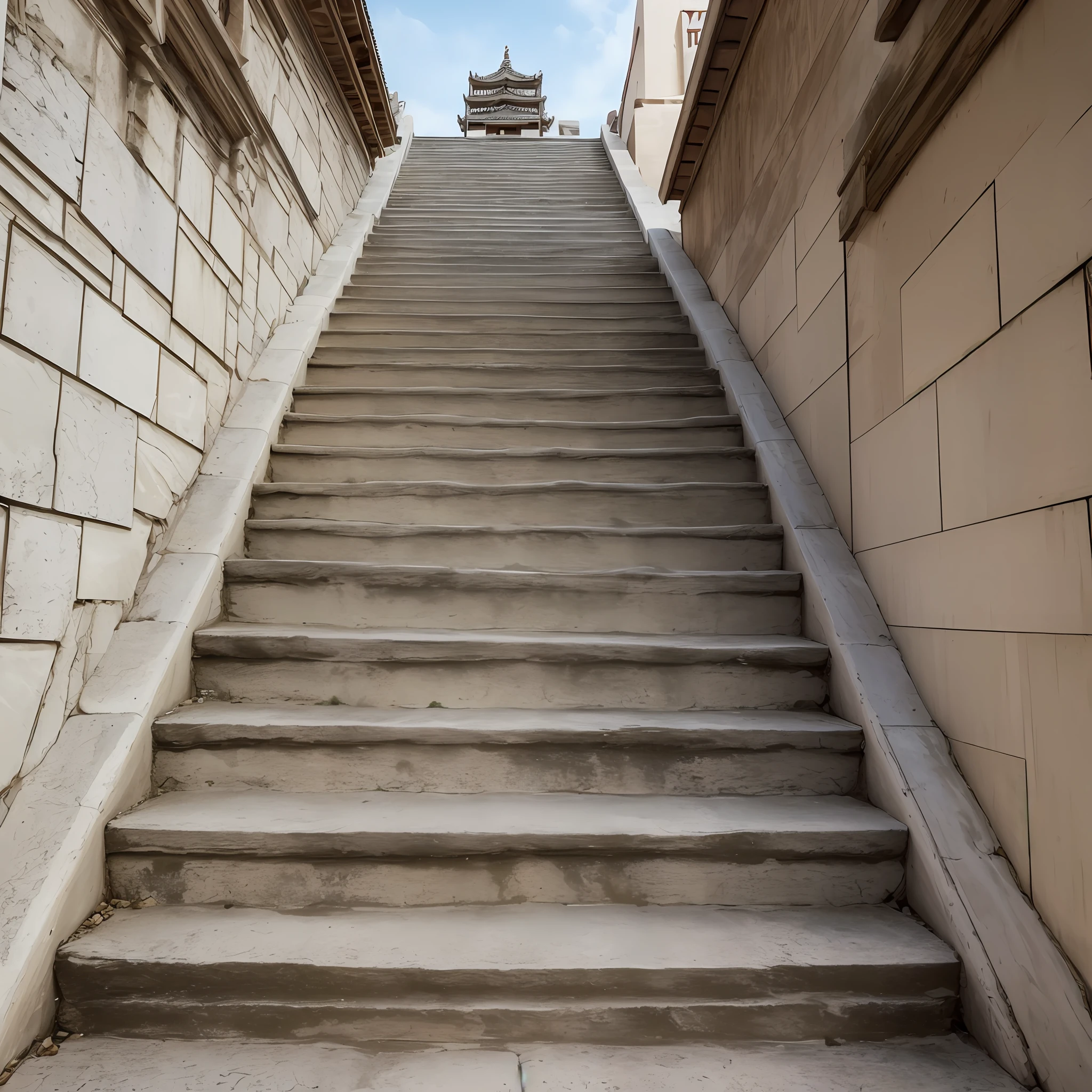 realistic photo of Stairs leading up to the temple at the top --auto --s2