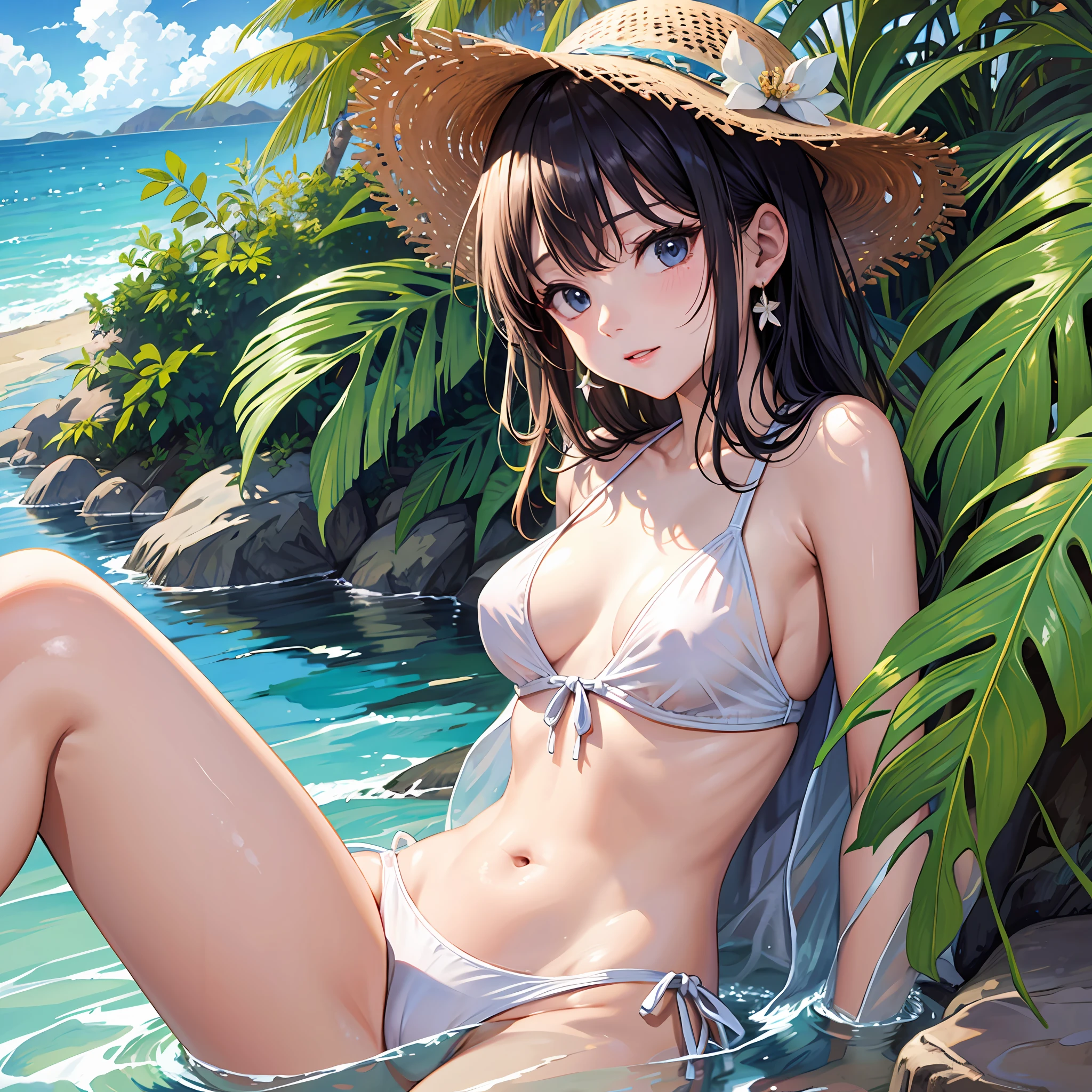Sheer swimsuit、small breasts